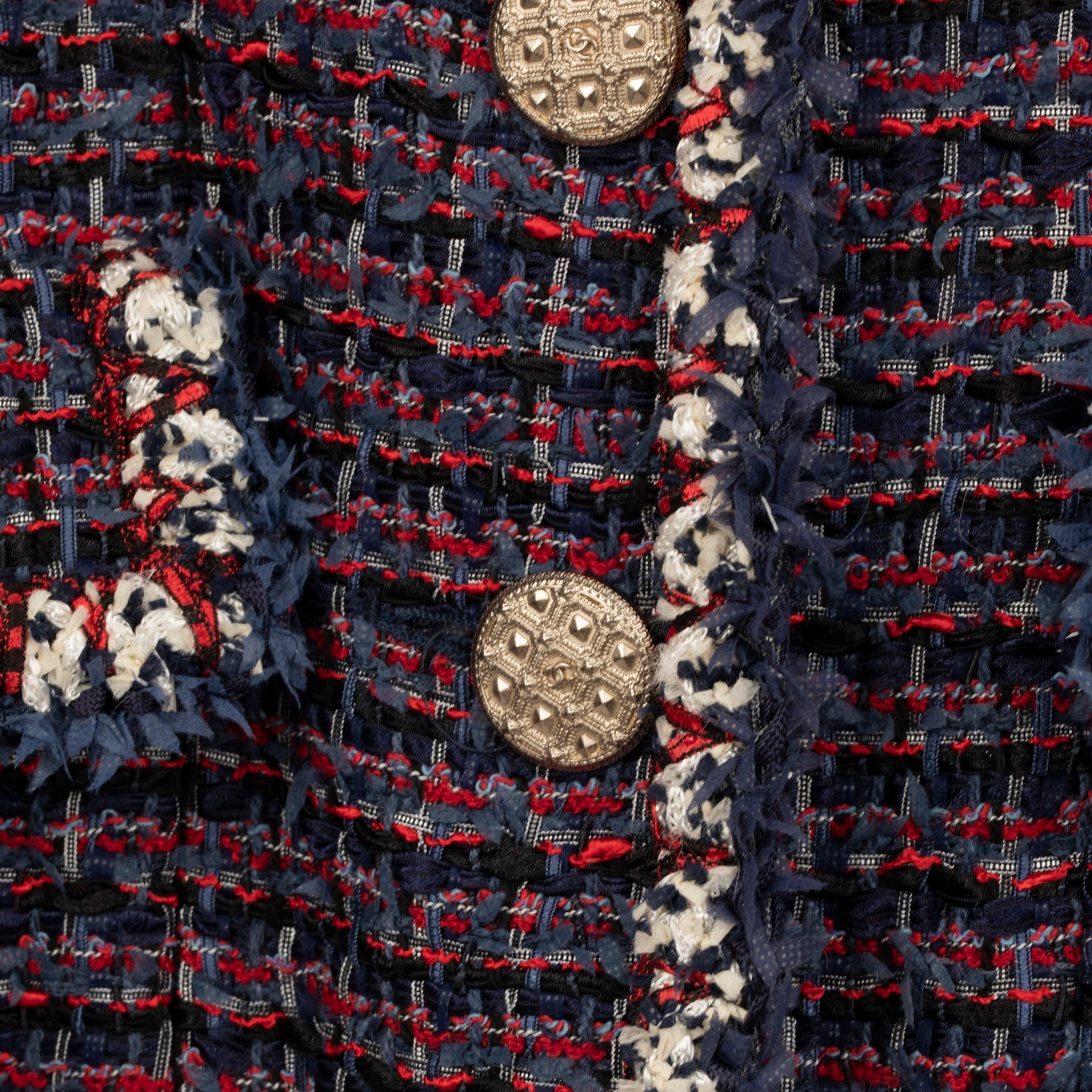 Chanel Red, Navy & Ivory Tweed Jacket 38 Fr - On Repeat