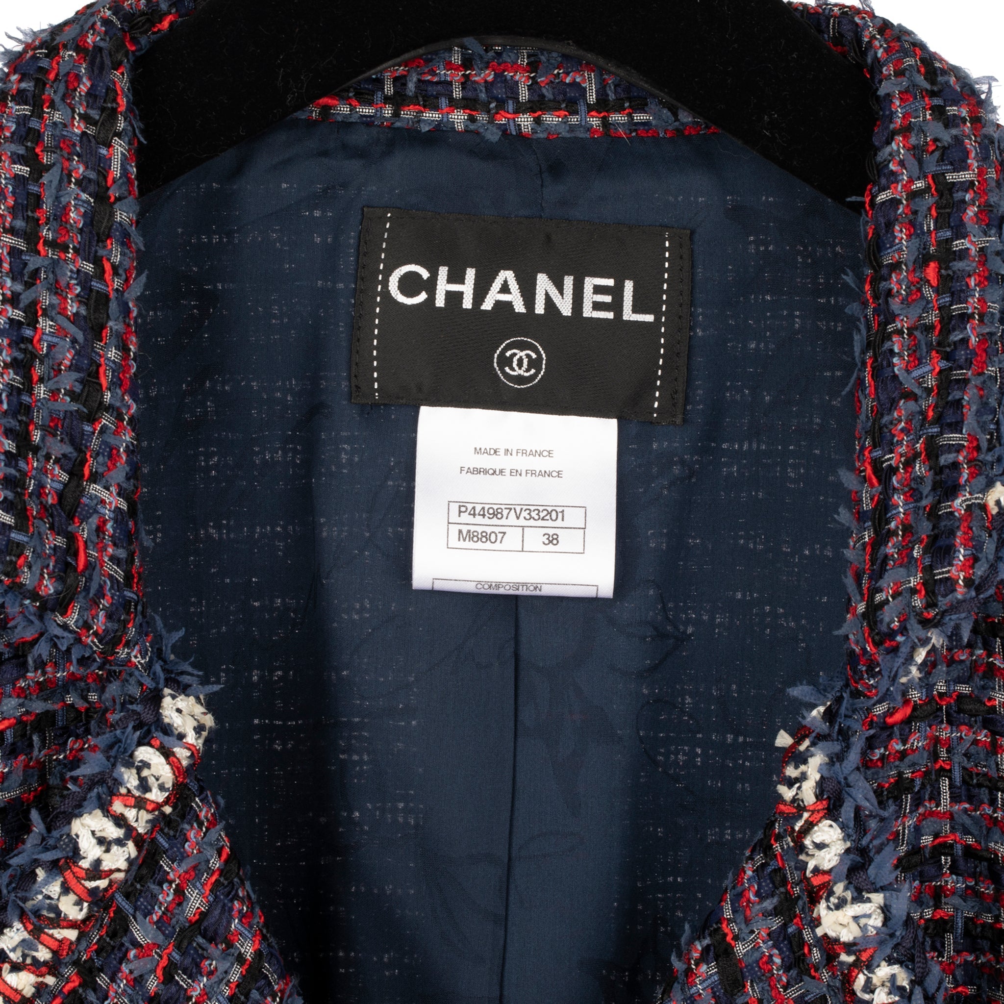 Chanel Red, Navy & Ivory Tweed Jacket 38 Fr - On Repeat