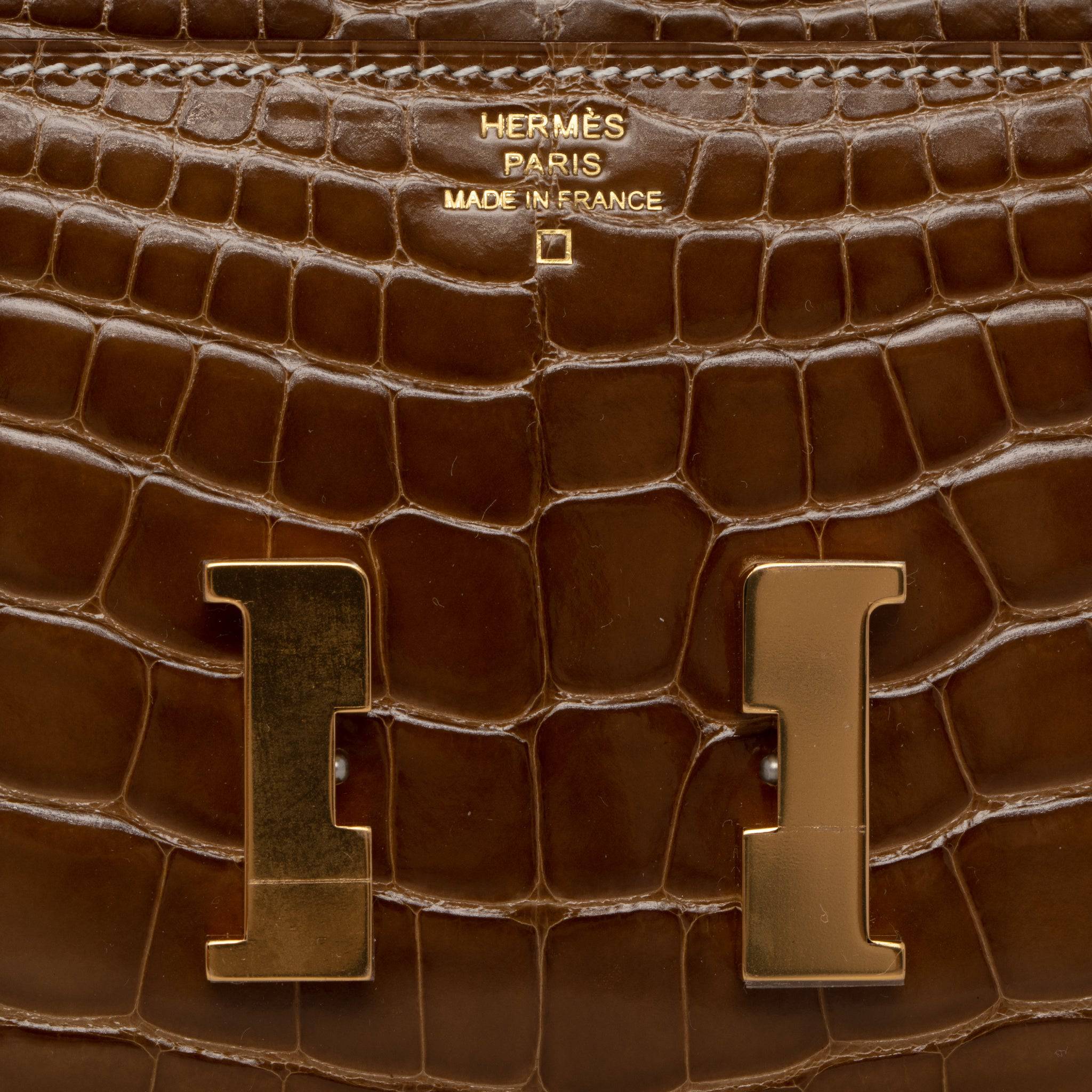 HERMES CONSTANCE WALLET FICELLE ALLIGATOR GOLD HARDWARE - On Repeat