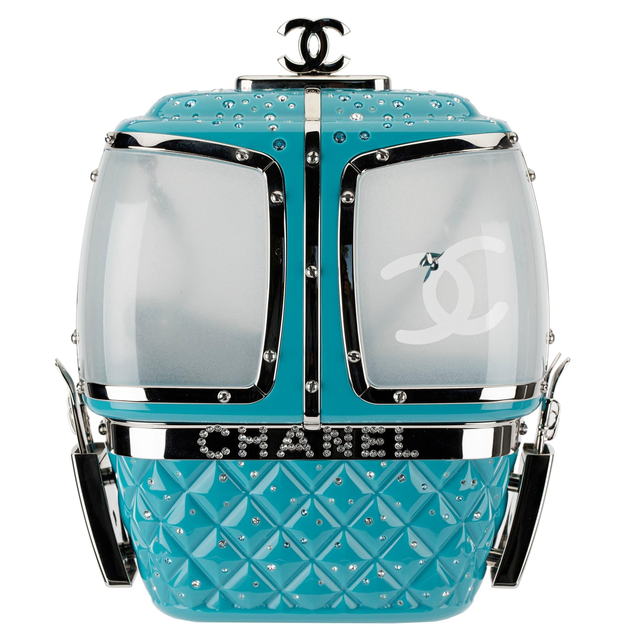 CHANEL MINAUDIÈRE LIMITED EDITION TURQUOISE SNOW GONDOLA SILVER-TONE HARDWARE - On Repeat