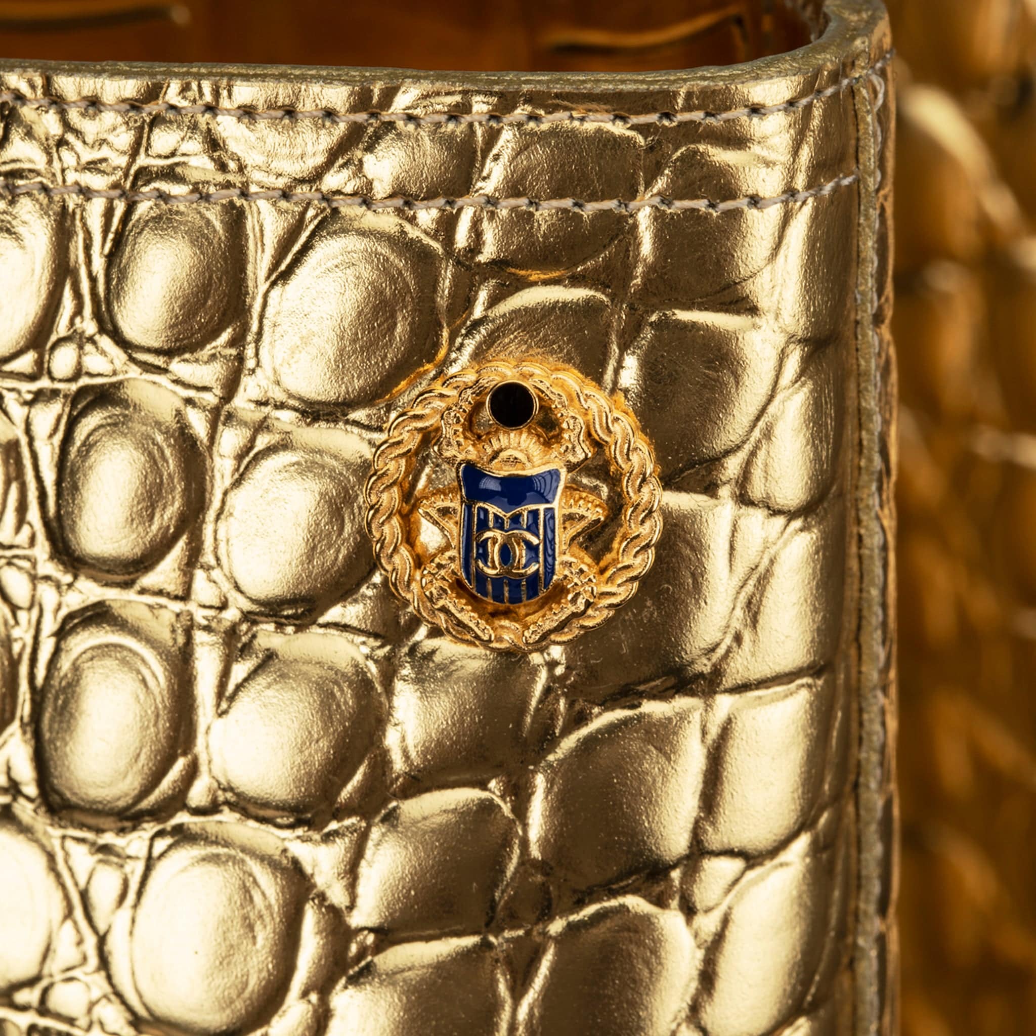 CHANEL PHARAOH TREASURE METALLIC GOLD CROCODILE EMBOSSED LEATHER HIGH BOOTS 39 FR - On Repeat