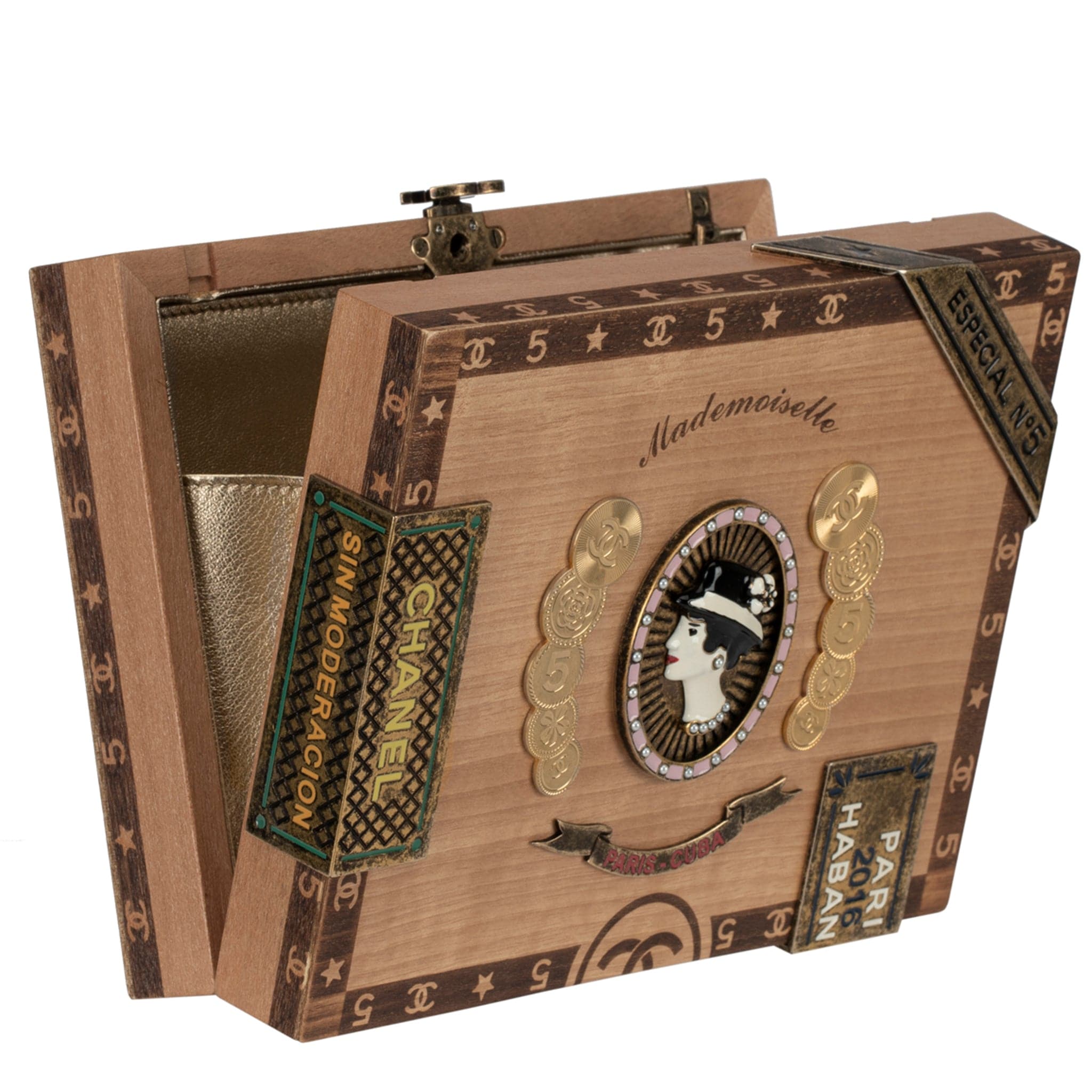 CHANEL MINAUDIÈRE LIMITED EDITION HAVANA BY THE NIGHT COCO CUBAN CIGAR CASE AGED GOLD HARDWARE - On Repeat