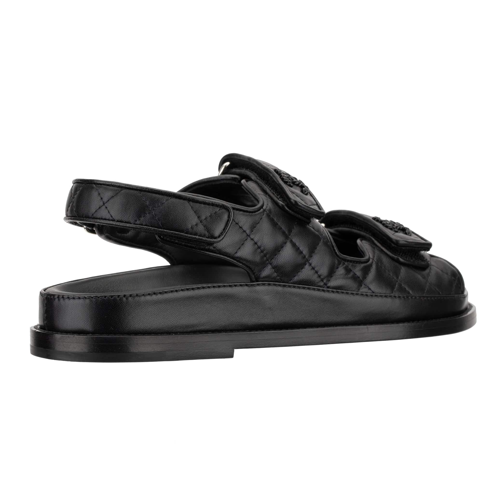 CHANEL DAD SANDALS BLACK QUILTED LAMBSKIN 41 FR - On Repeat