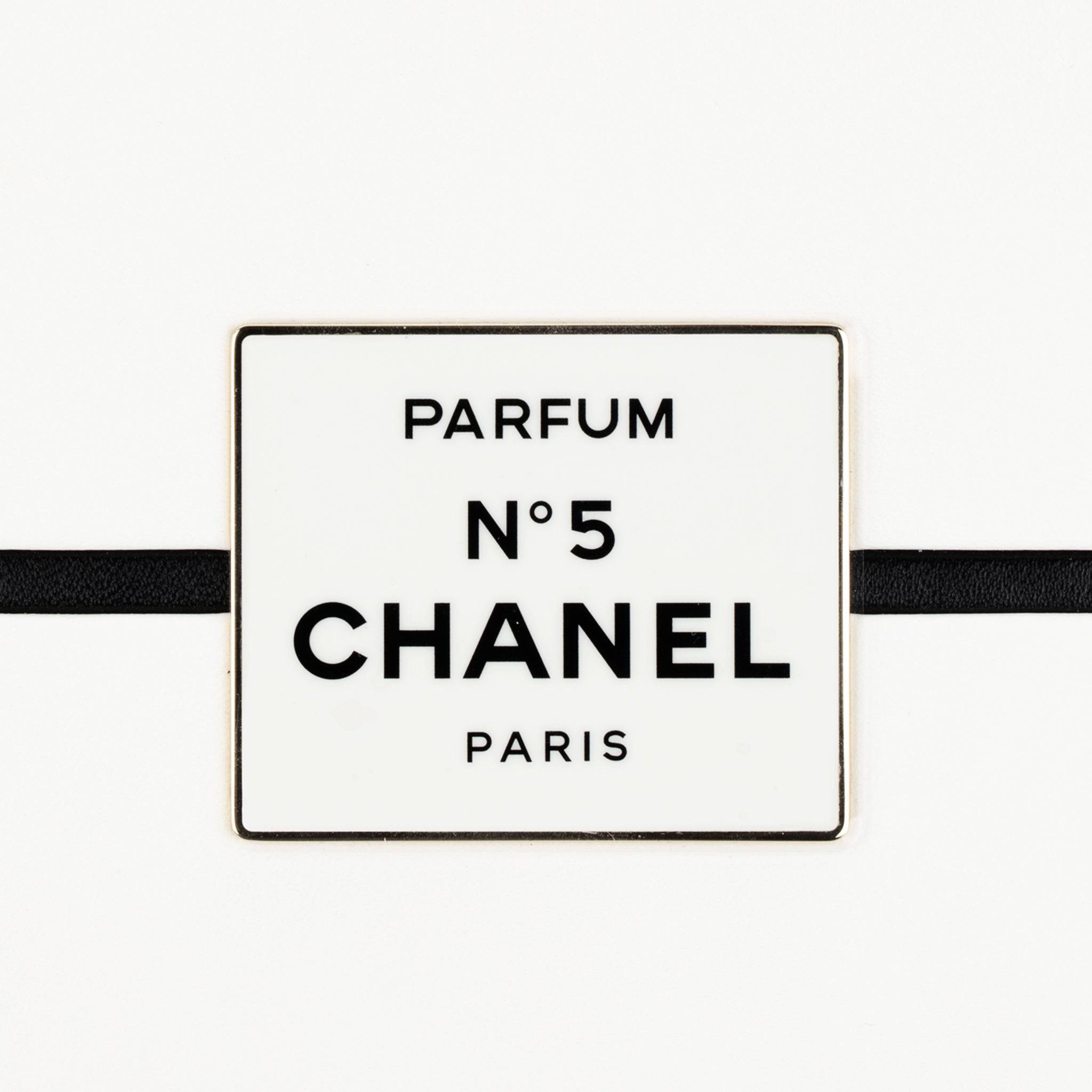 CHANEL MINAUDIÈRE LIMITED EDITION WHITE & BLACK CHANEL NO.5 PERFUME BOX GOLD-TONE HARDWARE - On Repeat