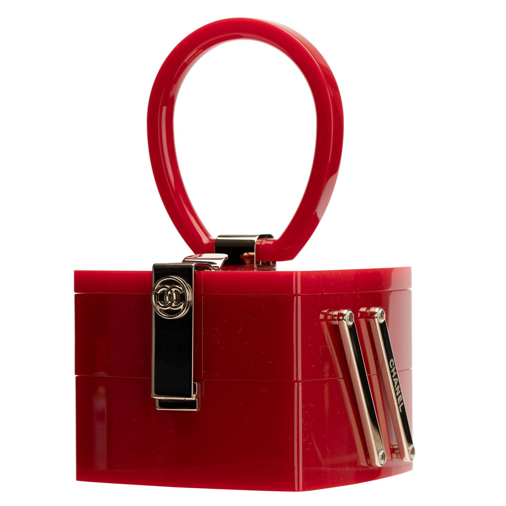 CHANEL MINAUDIÈRE LIMITED EDITION RED LUCITE VANITY CASE WITH MIRROR GOLD-TONE HARDWARE - On Repeat