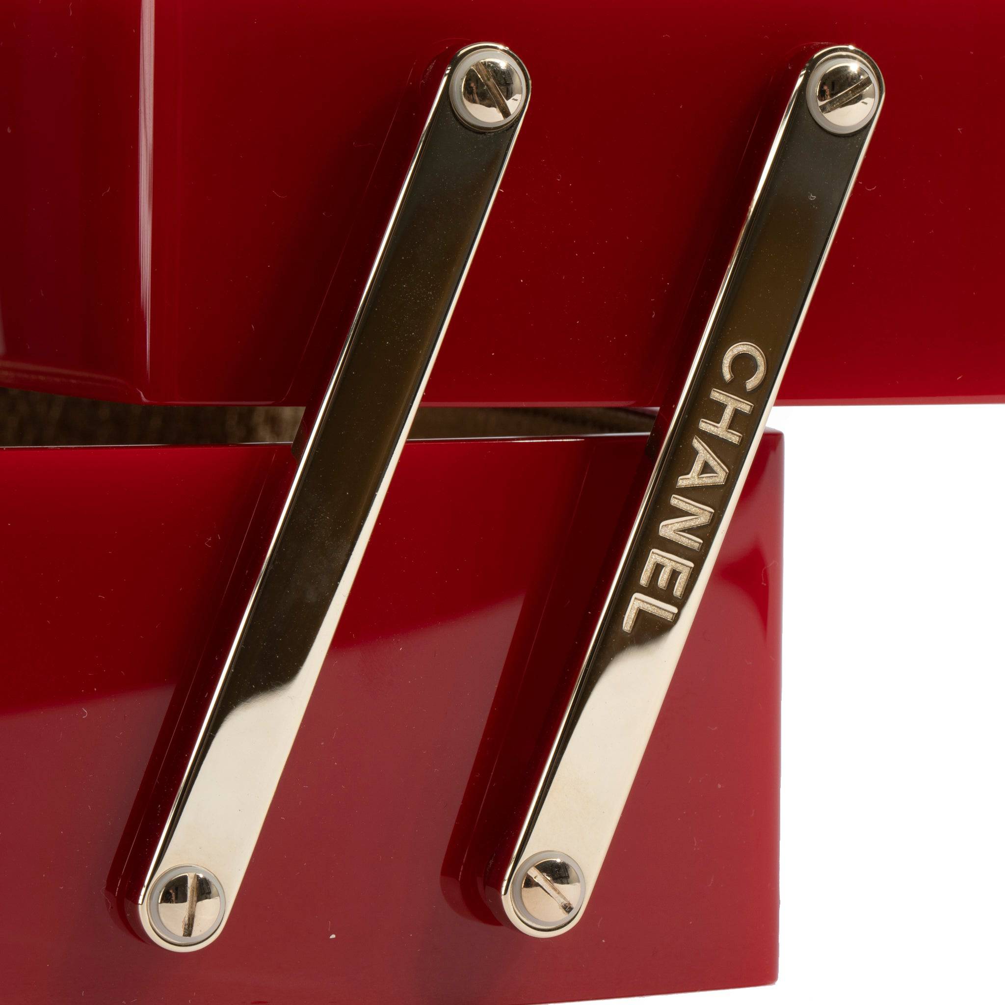 CHANEL MINAUDIÈRE LIMITED EDITION RED LUCITE VANITY CASE WITH MIRROR GOLD-TONE HARDWARE - On Repeat