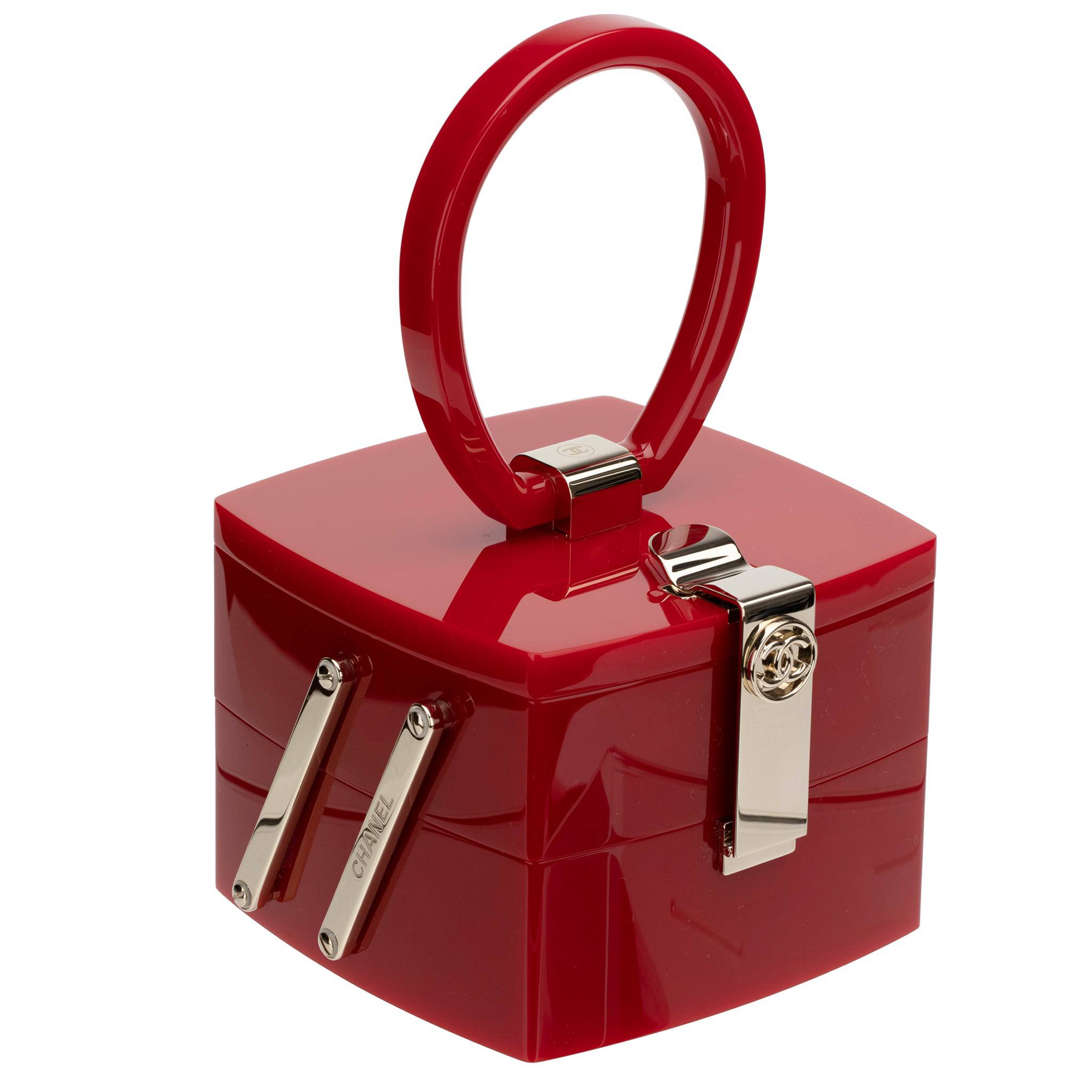 CHANEL MINAUDIÈRE LIMITED EDITION RED LUCITE VANITY CASE WITH MIRROR GOLD-TONE HARDWARE - On Repeat