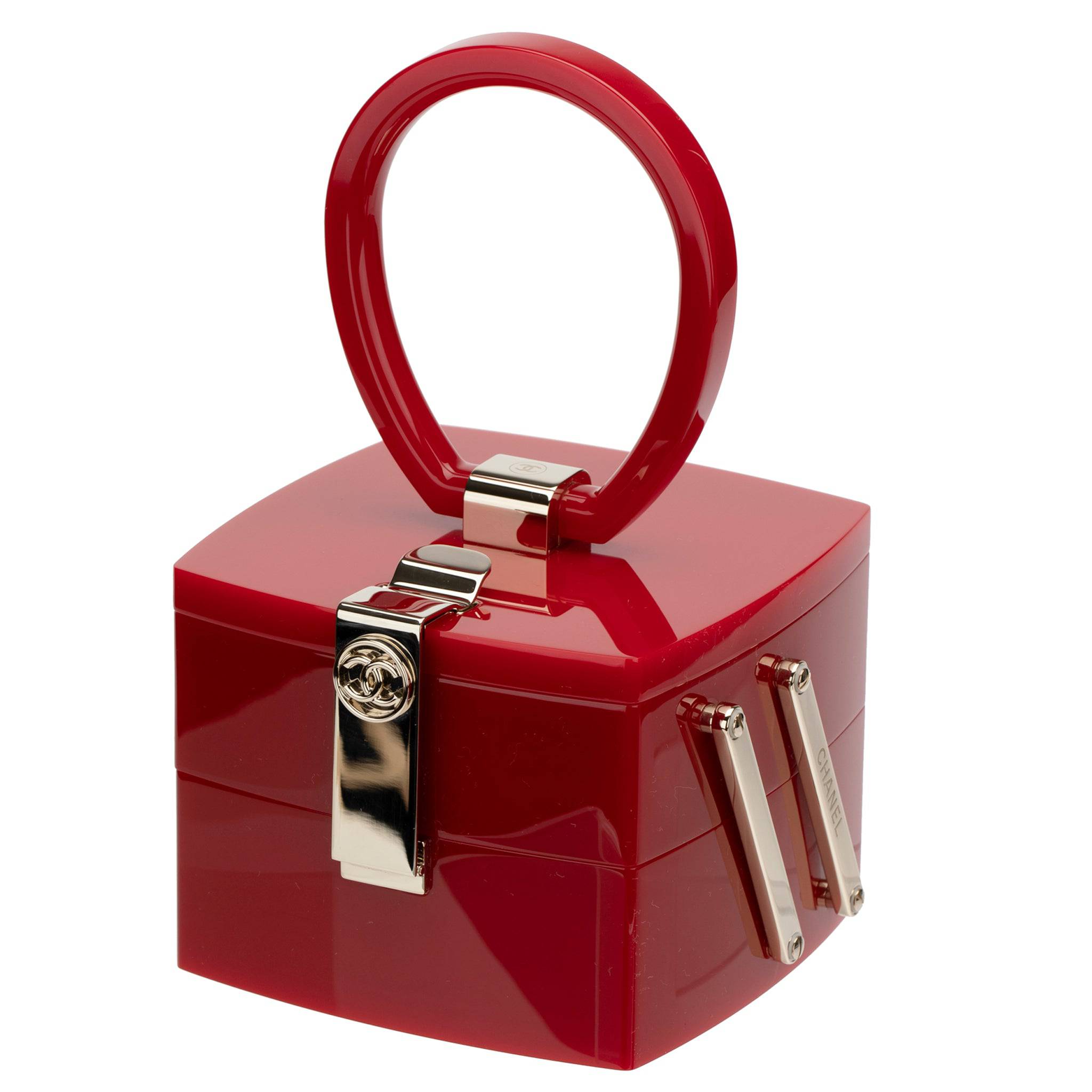 CHANEL MINAUDIÈRE LIMITED EDITION RED LUCITE VANITY CASE WITH MIRROR GOLD-TONE HARDWARE - On Repeat