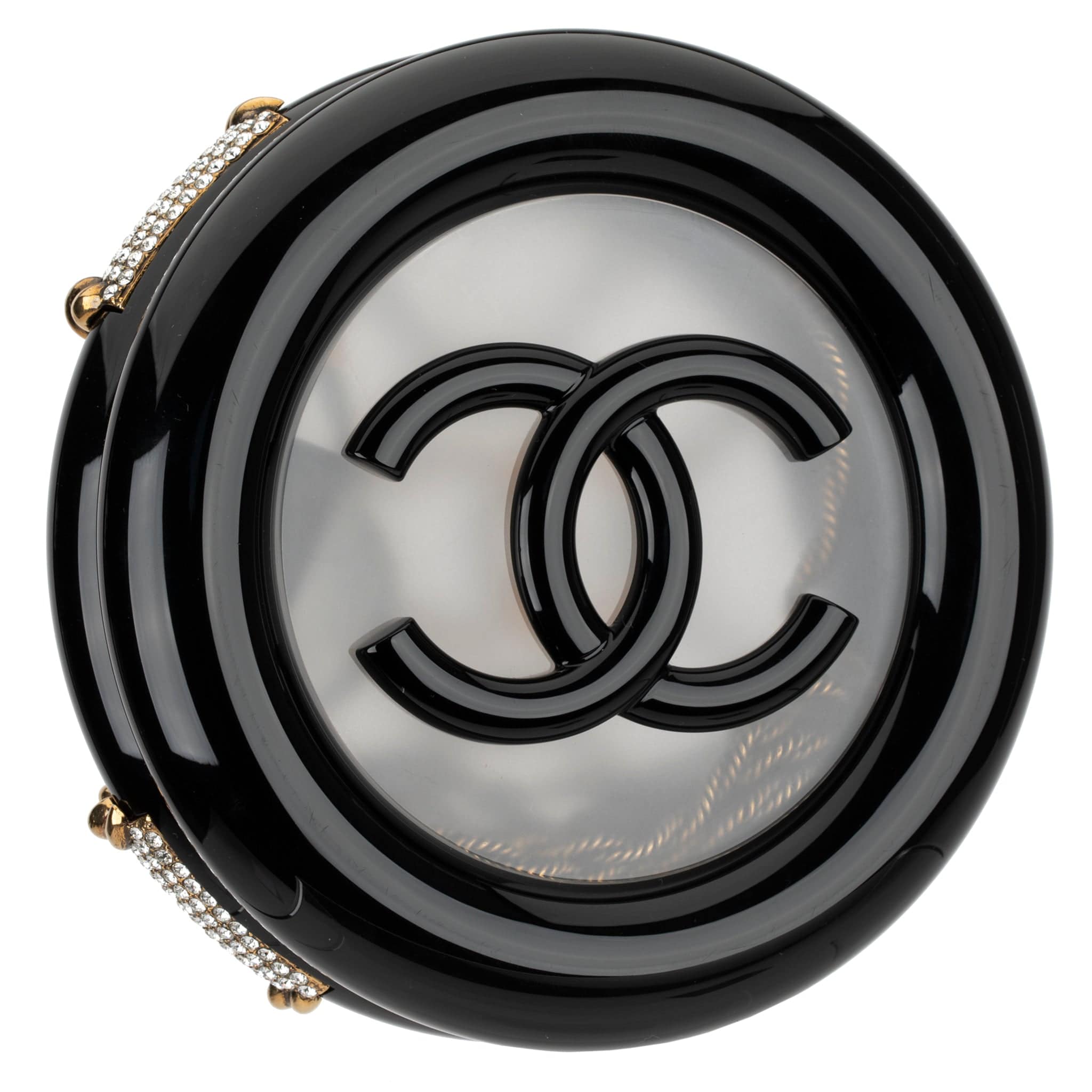CHANEL MINAUDIÈRE LIMITED EDITION BLACK, GOLD & CLEAR RESCUE WHEEL GOLD-TONE HARDWARE - On Repeat