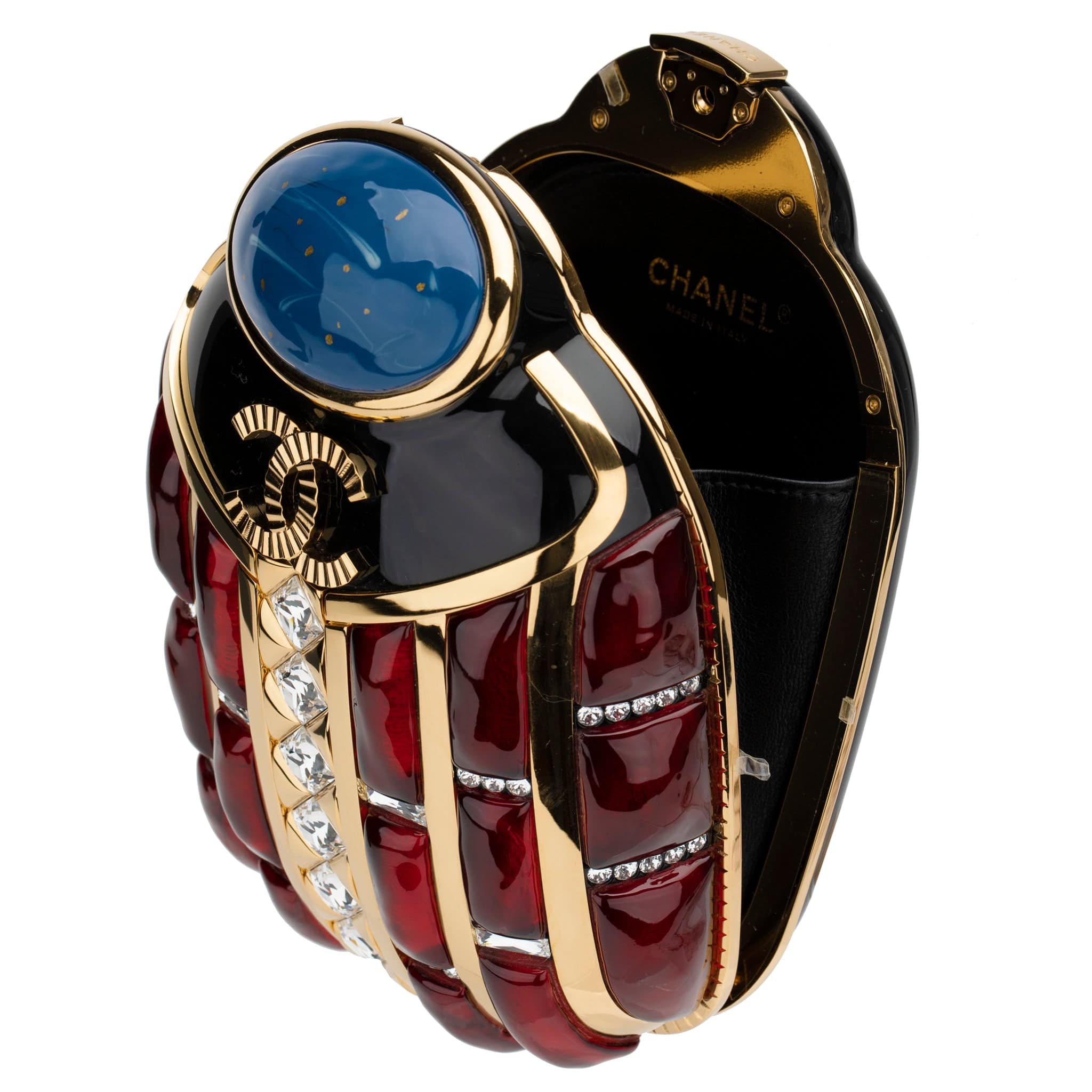 CHANEL MINAUDIÈRE LIMITED EDITION PLEXIGLASS EGYPTIAN SCARAB GOLD-TONE HARDWARE - On Repeat
