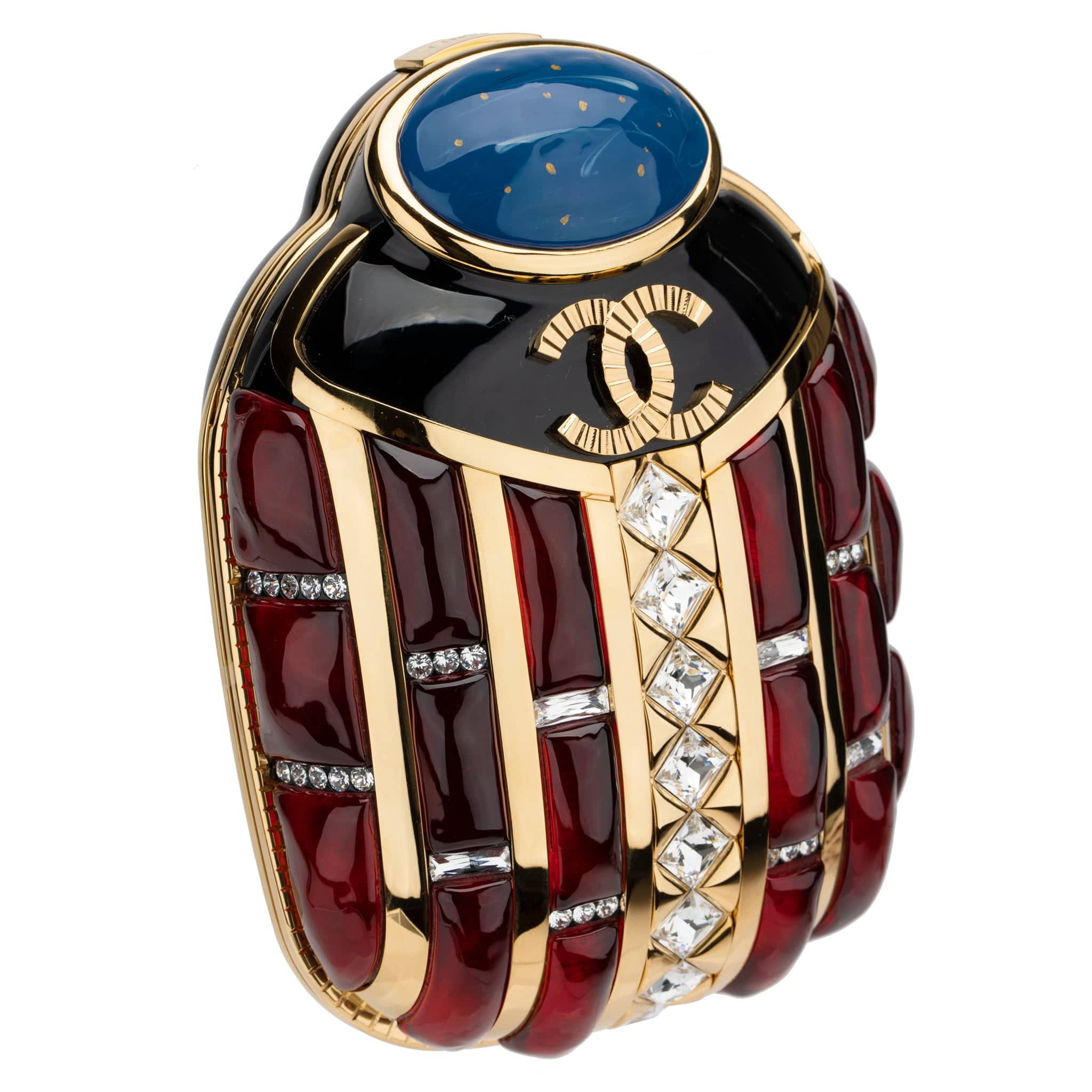 CHANEL MINAUDIÈRE LIMITED EDITION PLEXIGLASS EGYPTIAN SCARAB GOLD-TONE HARDWARE - On Repeat