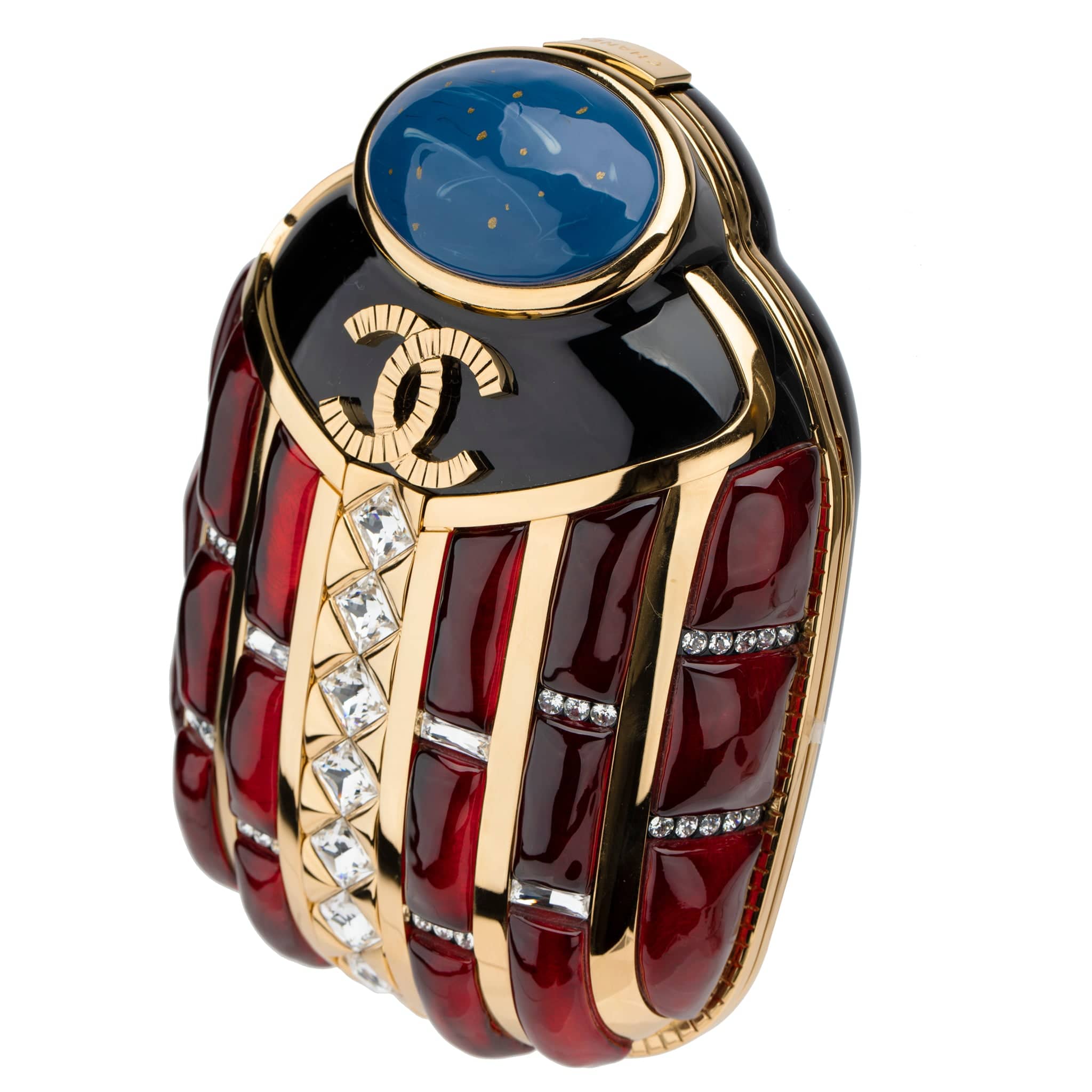 CHANEL MINAUDIÈRE LIMITED EDITION PLEXIGLASS EGYPTIAN SCARAB GOLD-TONE HARDWARE - On Repeat