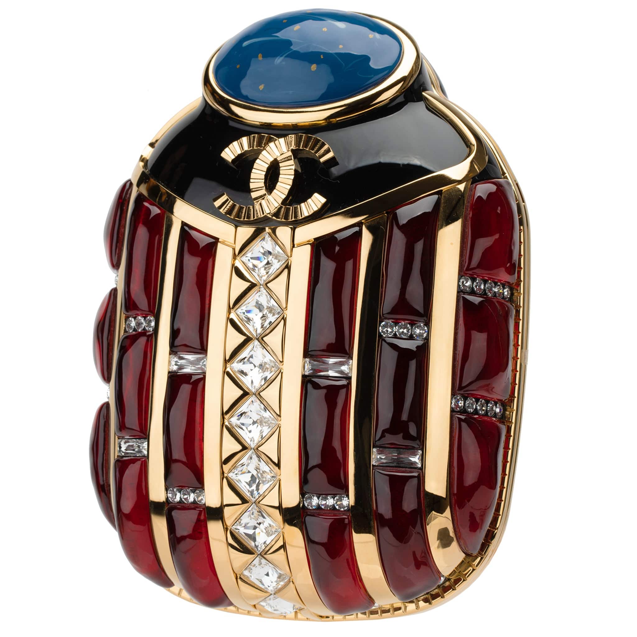 CHANEL MINAUDIÈRE LIMITED EDITION PLEXIGLASS EGYPTIAN SCARAB GOLD-TONE HARDWARE - On Repeat