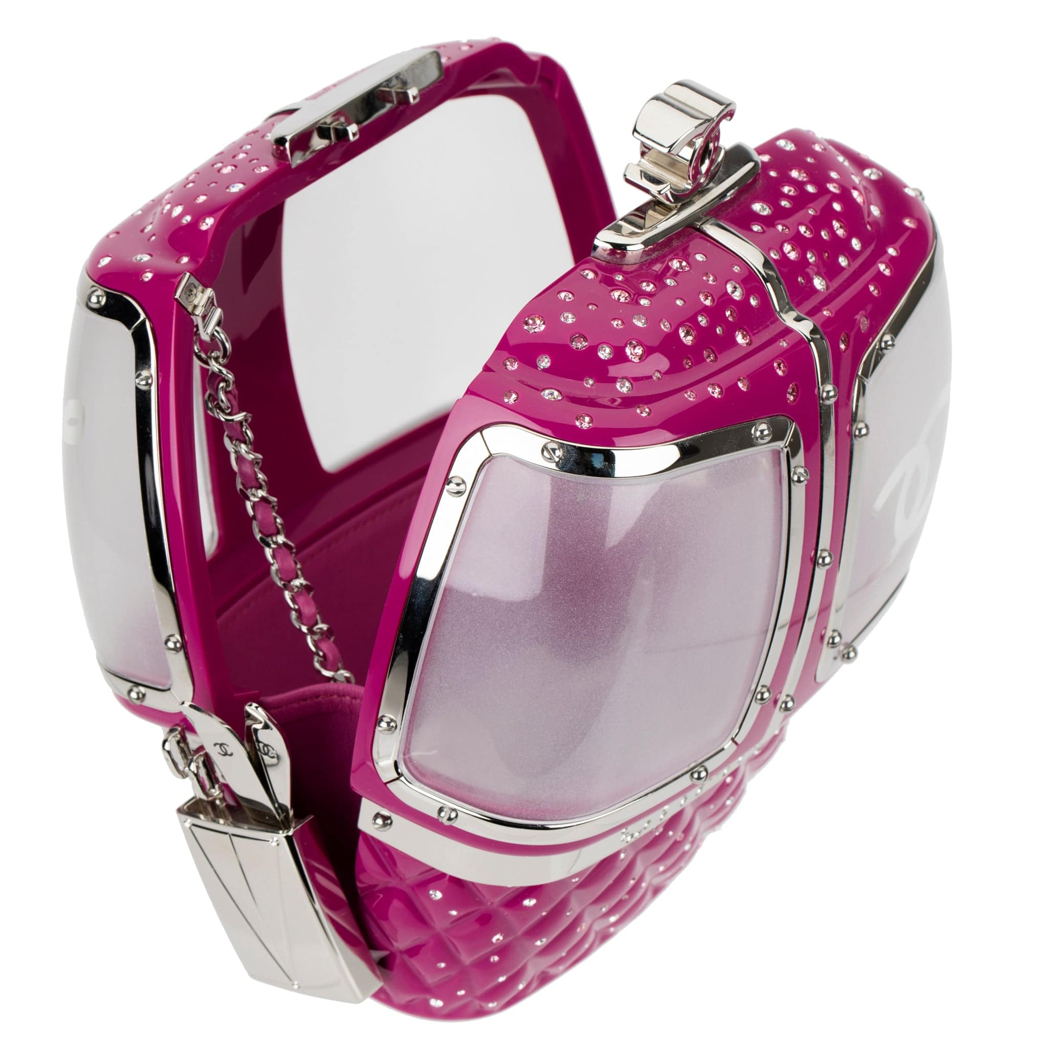 CHANEL MINAUDIÈRE LIMITED EDITION FUCHSIA SNOW GONDOLA SILVER-TONE HARDWARE - On Repeat