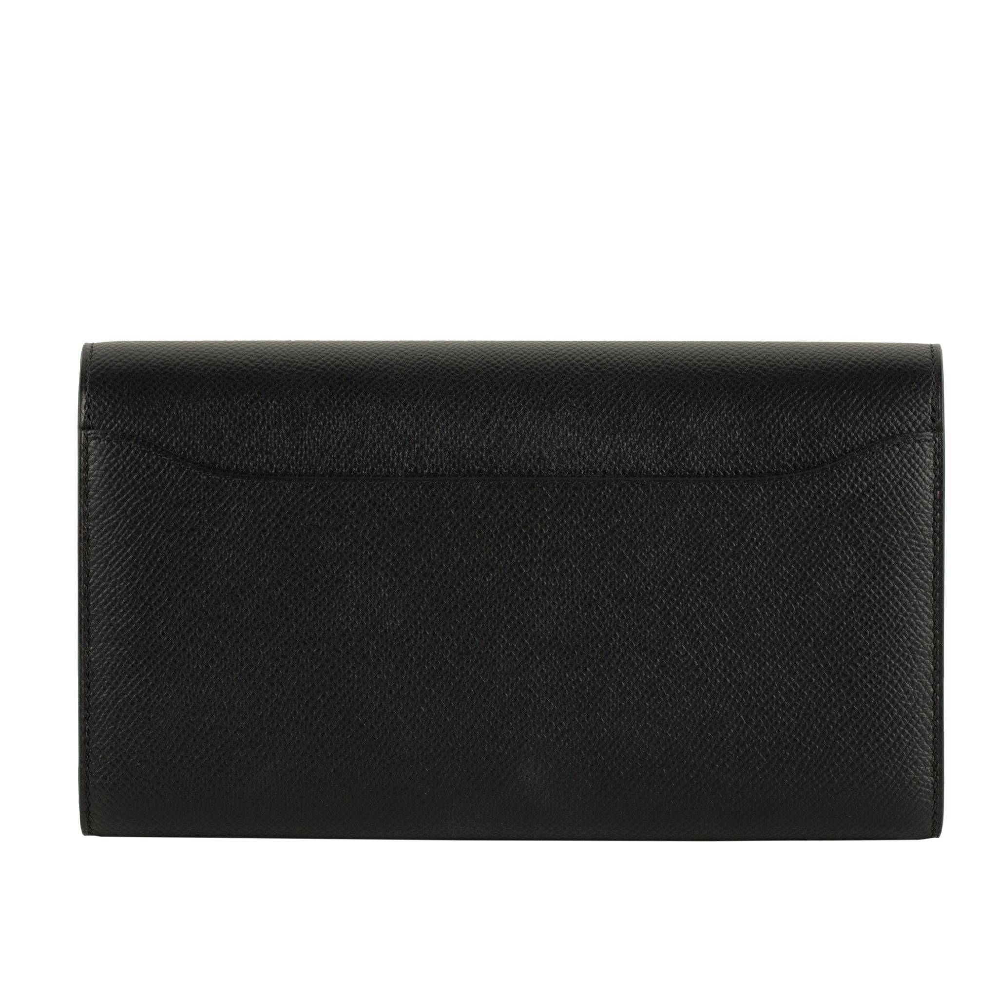 HERMES CONSTANCE WALLET BLACK EPSOM LEATHER ROSE GOLD HARDWARE - On Repeat