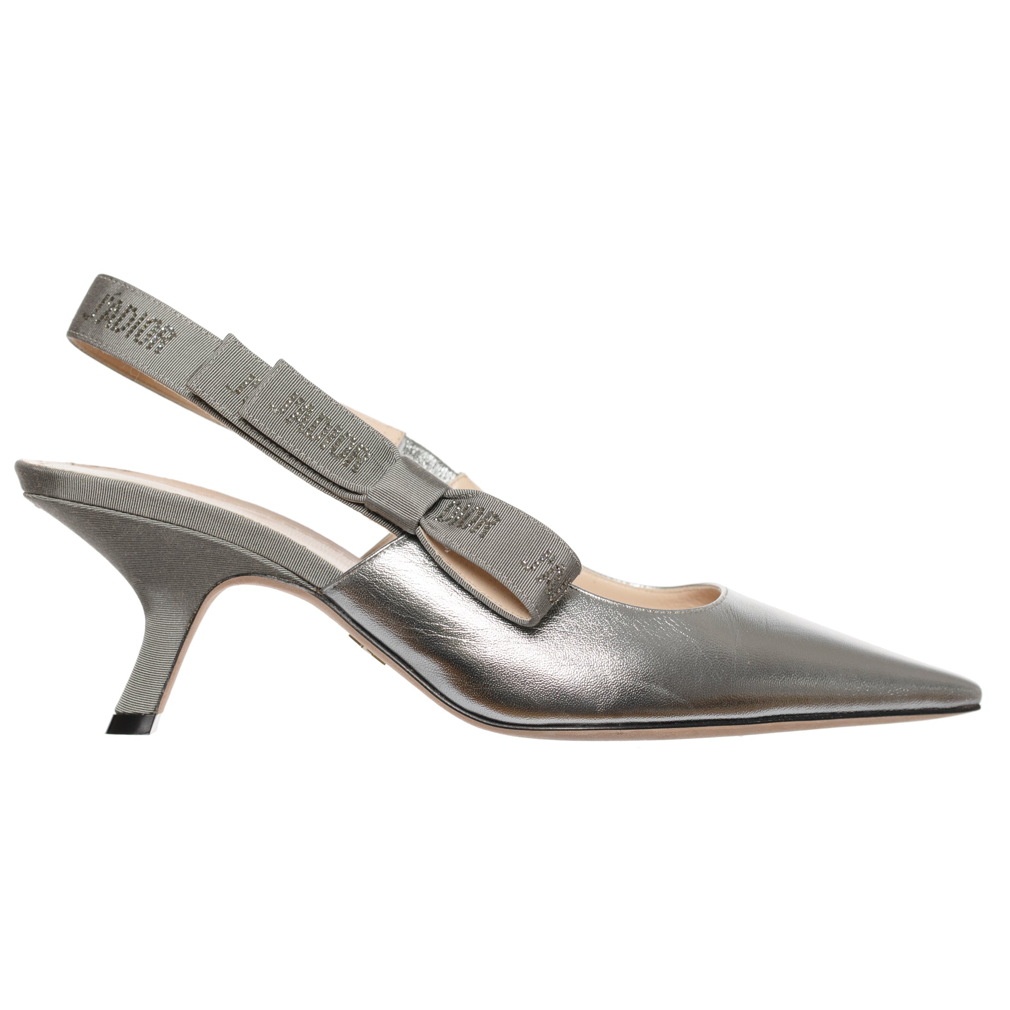 Christian Dior Pointed Metallic Silver Slingback Kitten Heel 39.5 Fr - On Repeat