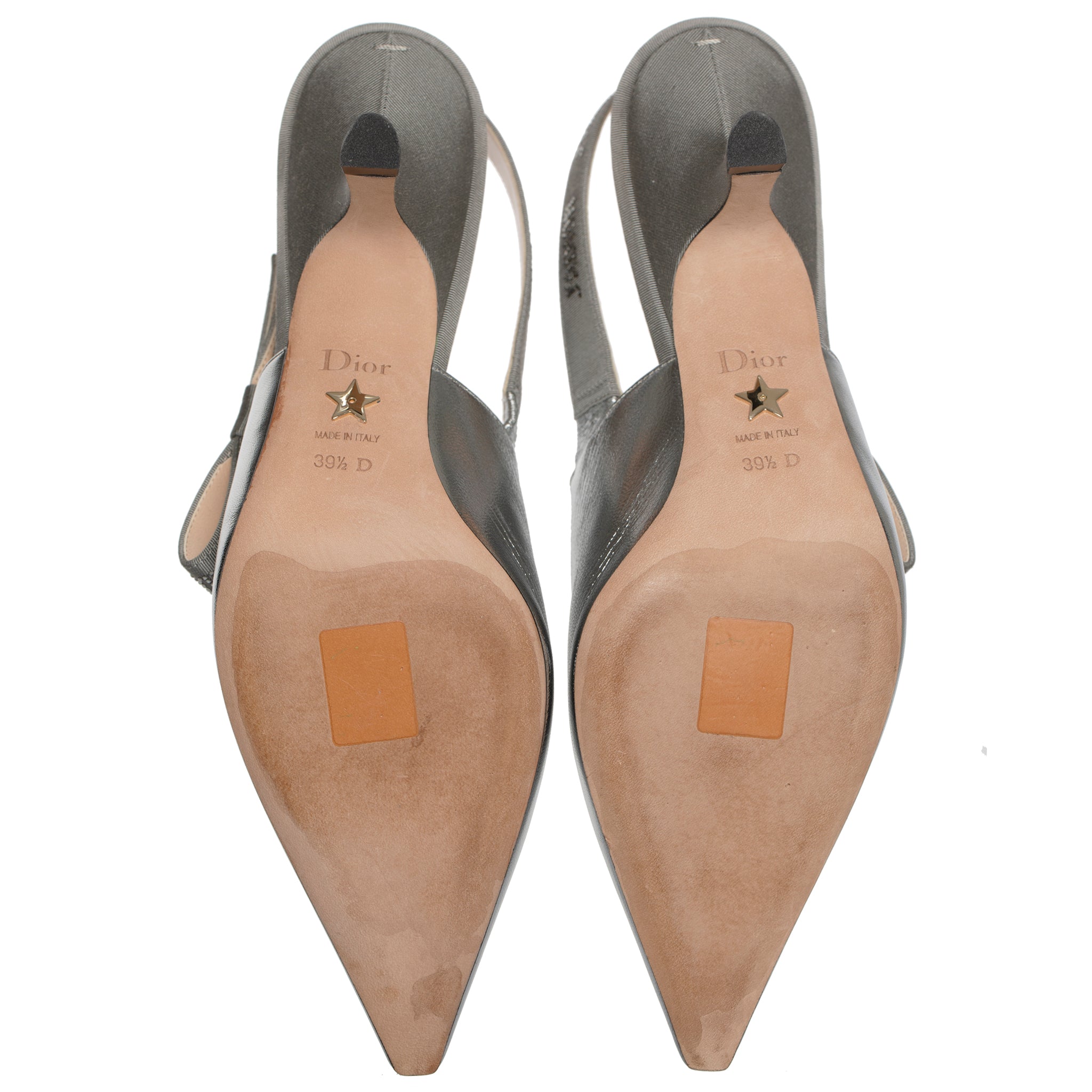 Christian Dior Pointed Metallic Silver Slingback Kitten Heel 39.5 Fr - On Repeat