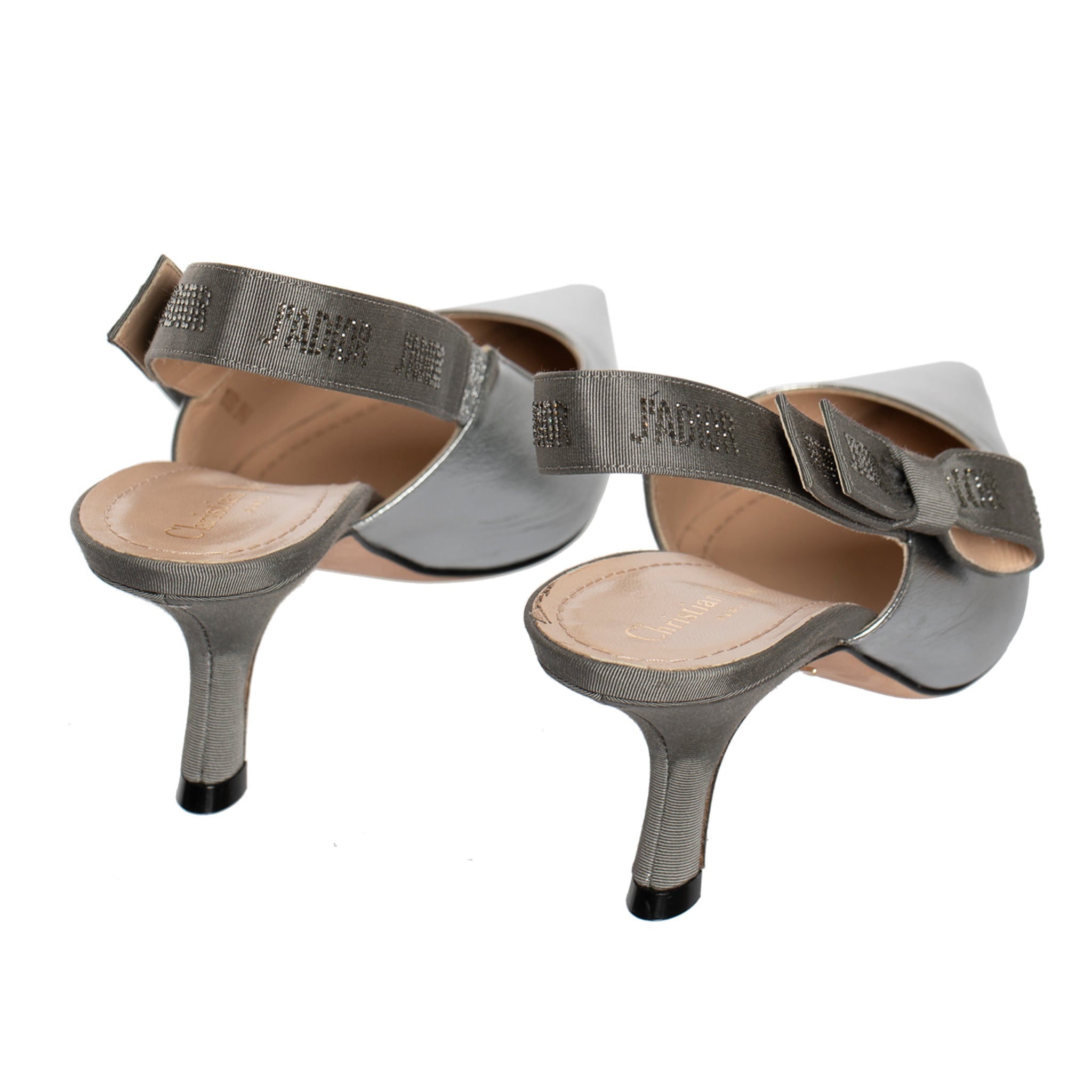 Christian Dior Pointed Metallic Silver Slingback Kitten Heel 39.5 Fr - On Repeat