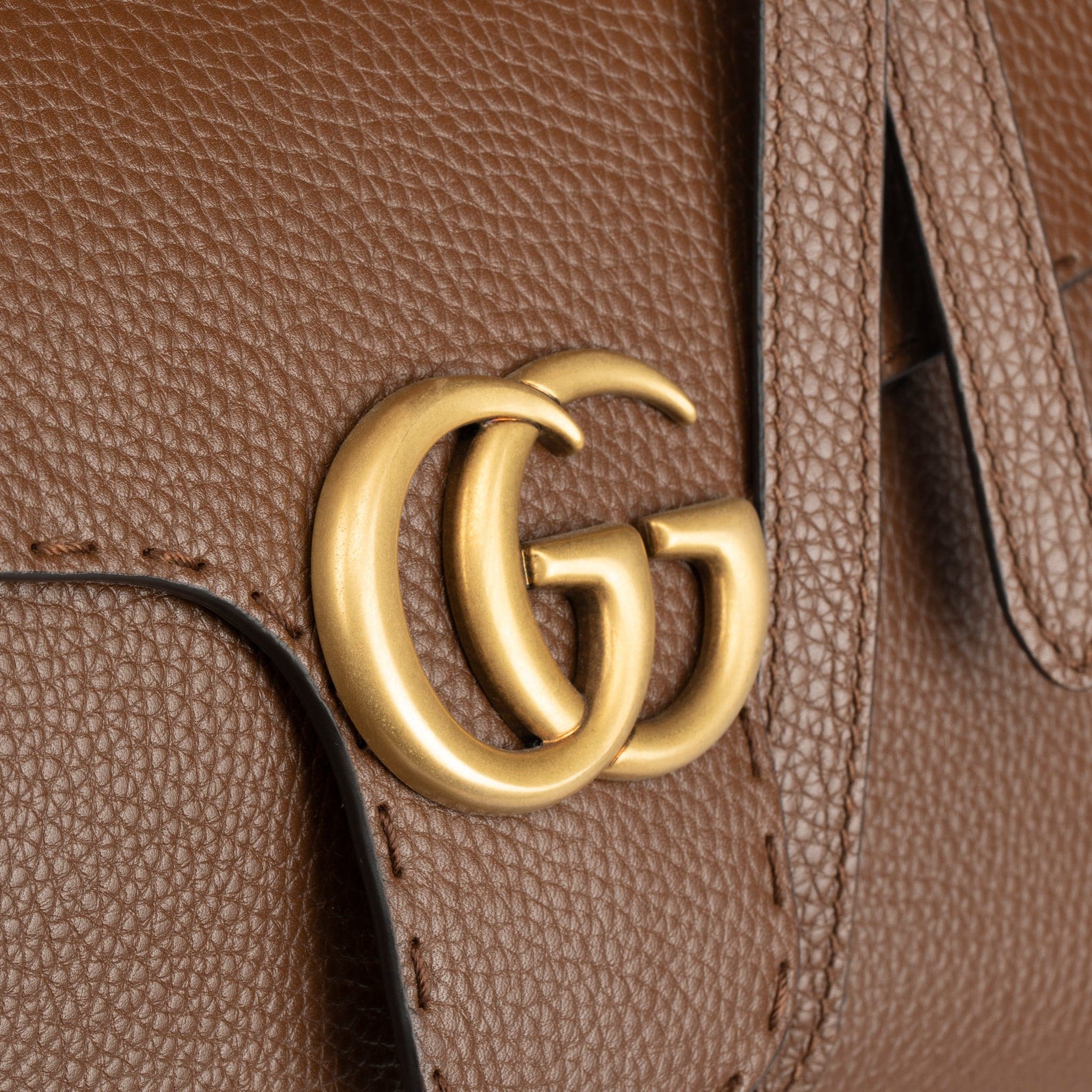 GUCCI MARMONT TOTE WITH TOP HANDLE BROWN AGED GOLD HARDWARE - On Repeat