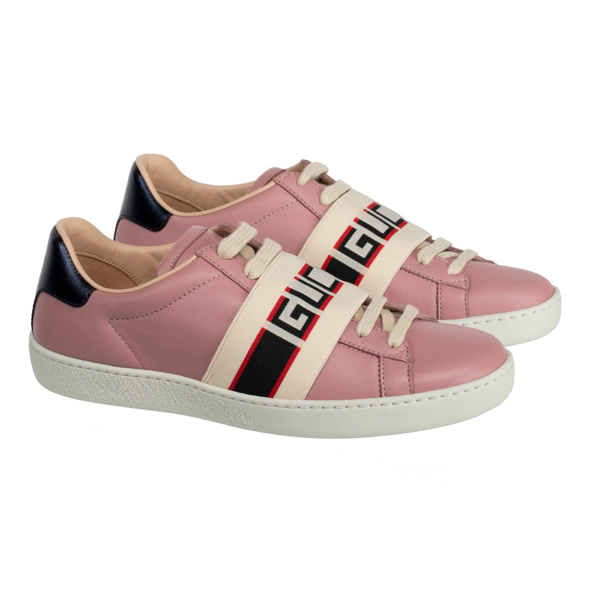 GUCCI ACE SNEAKER DUSTY PINK & METALLIC BLUE 35 IT - On Repeat