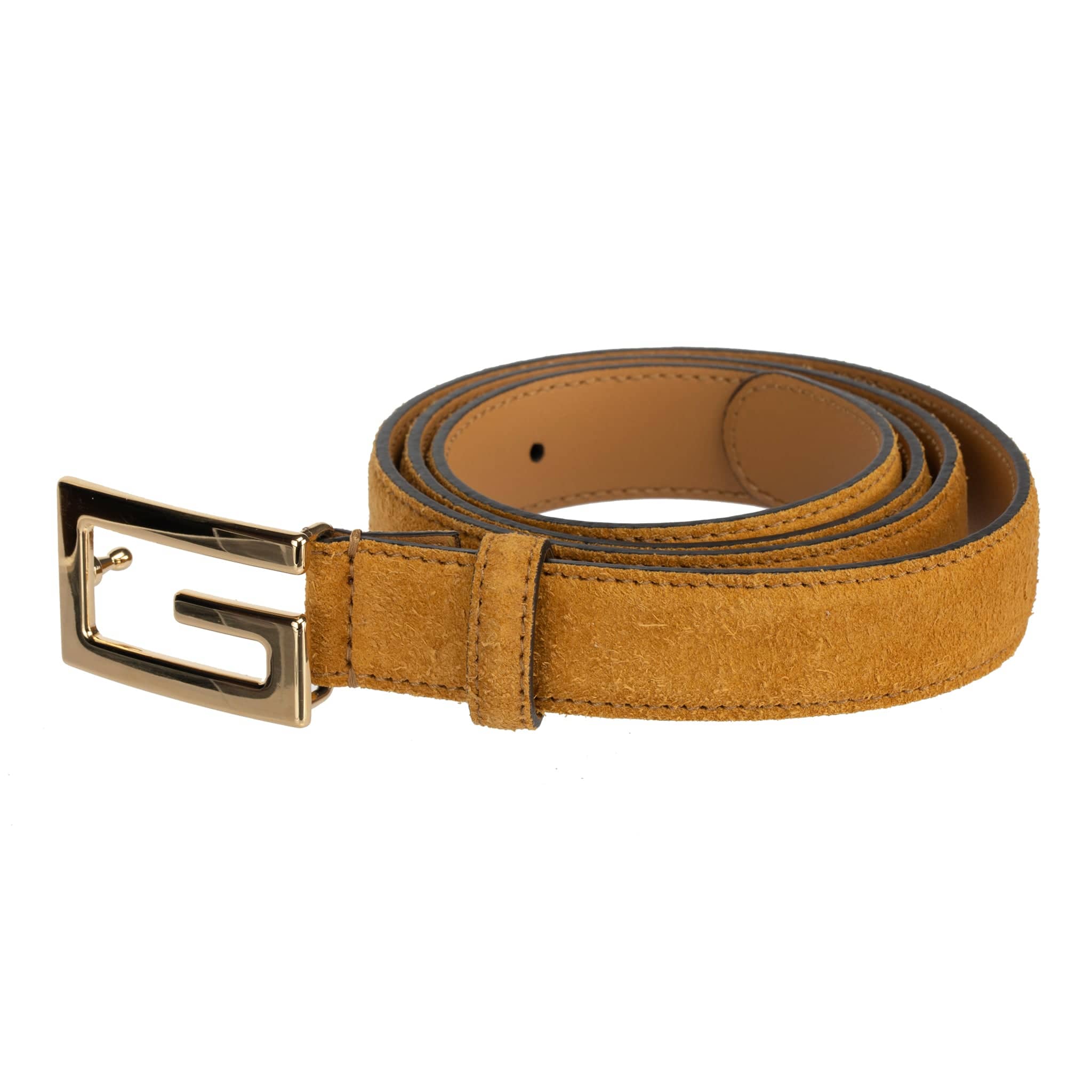 GUCCI ICARO BELT SAFFRON SUEDE LEATHER GOLD HARDWARE - On Repeat