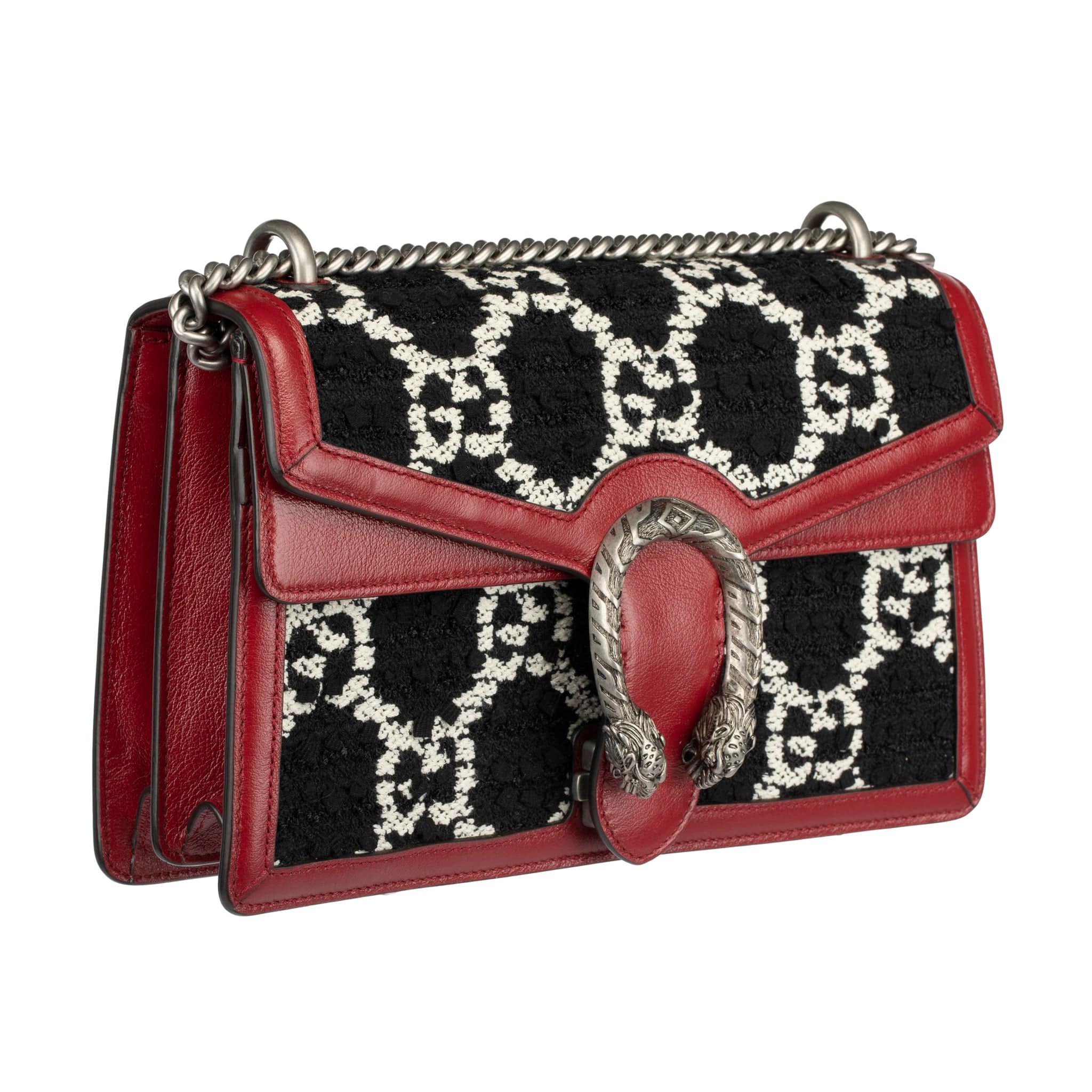 GUCCI DIONYSUS BLACK, RED & WHITE TWEED SHOULDER BAG - On Repeat