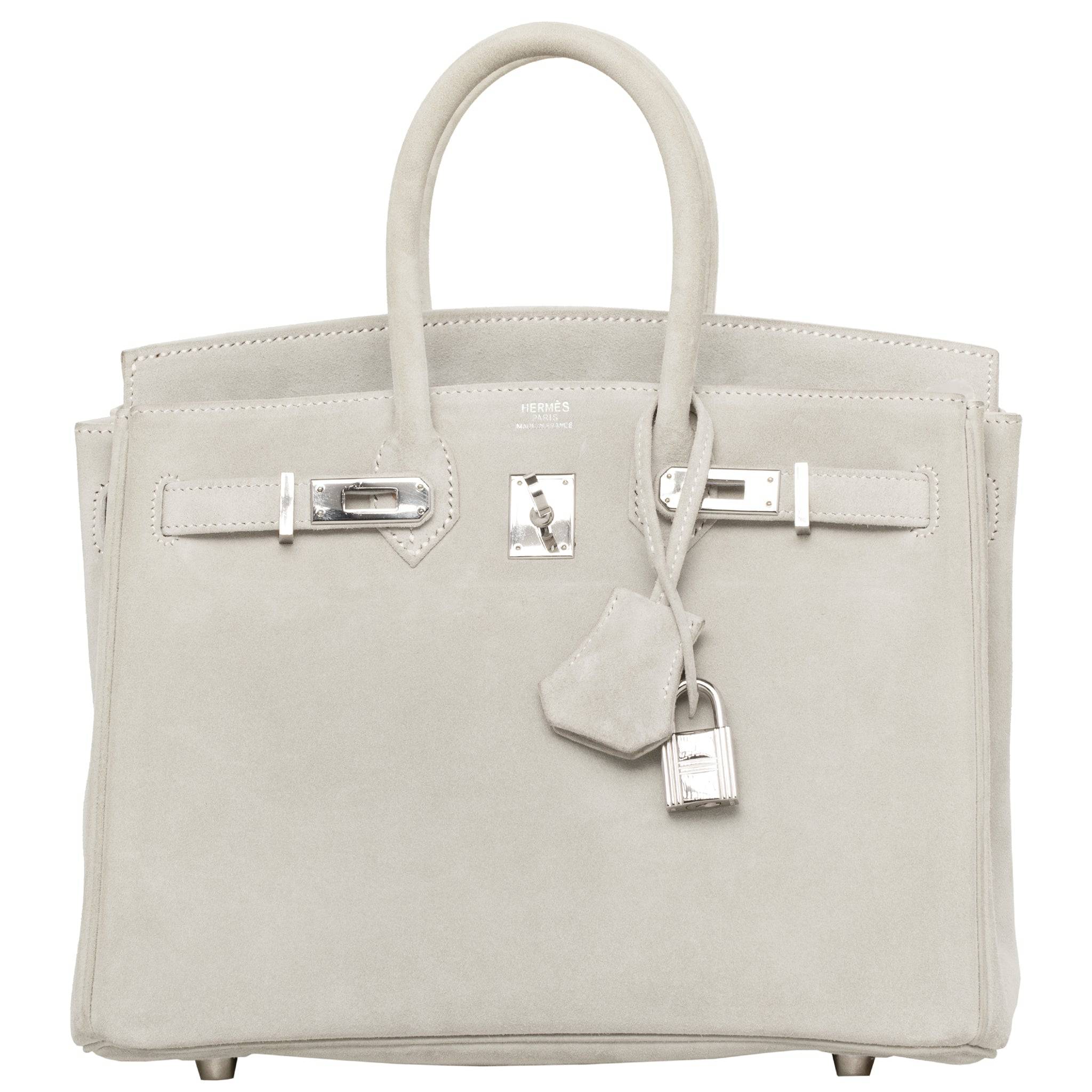 HERMES BIRKIN 25CM GRIS SUEDE PALLADIUM HARDWARE - On Repeat
