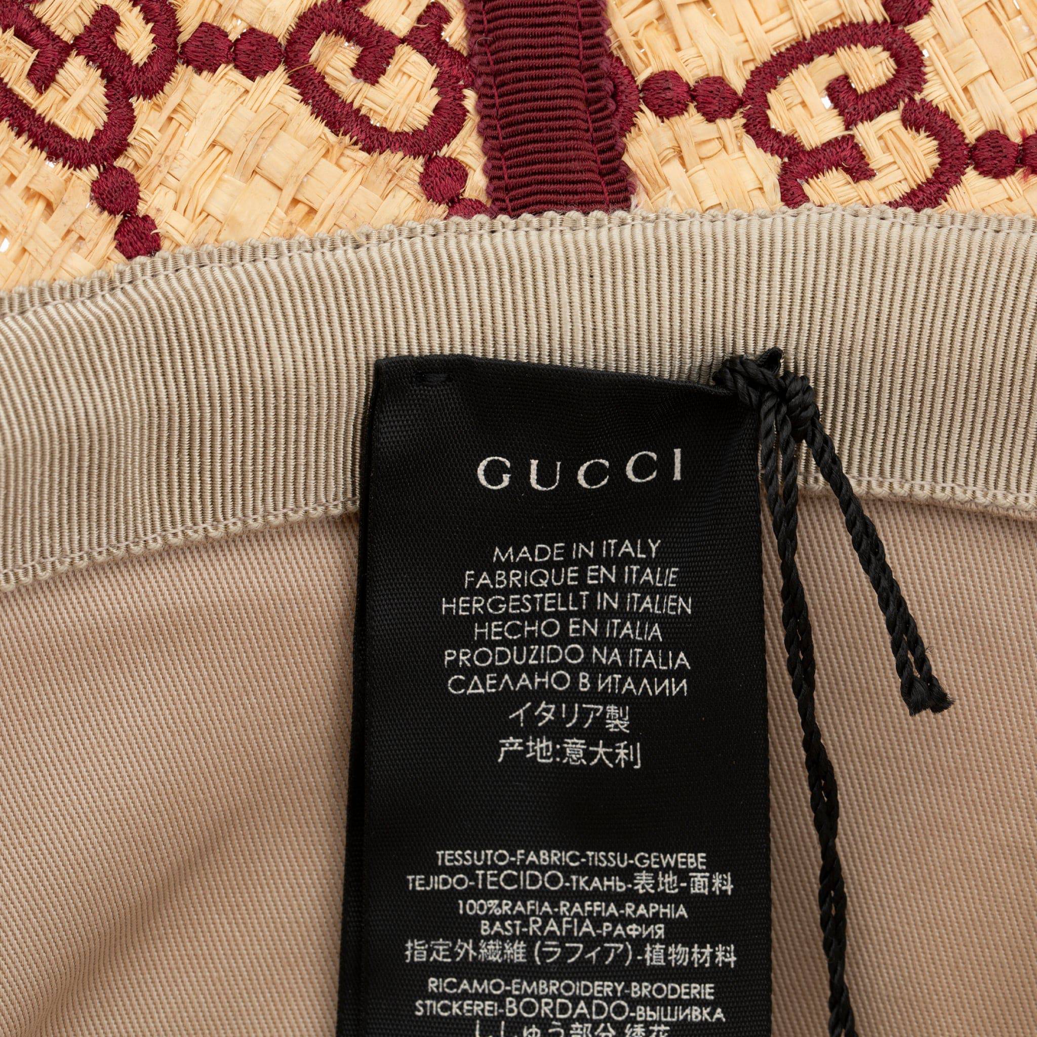 GUCCI GG LOGO RAFFIA BUCKET HAT WITH PYTHON TRIM - On Repeat