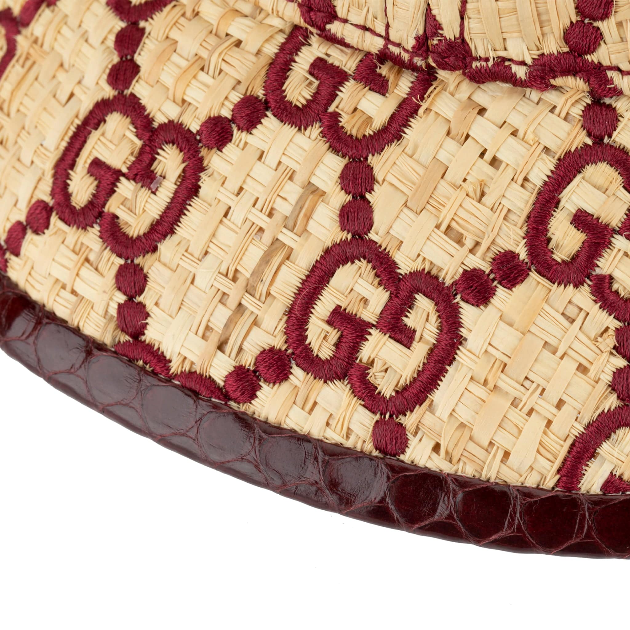 GUCCI GG LOGO RAFFIA BUCKET HAT WITH PYTHON TRIM - On Repeat
