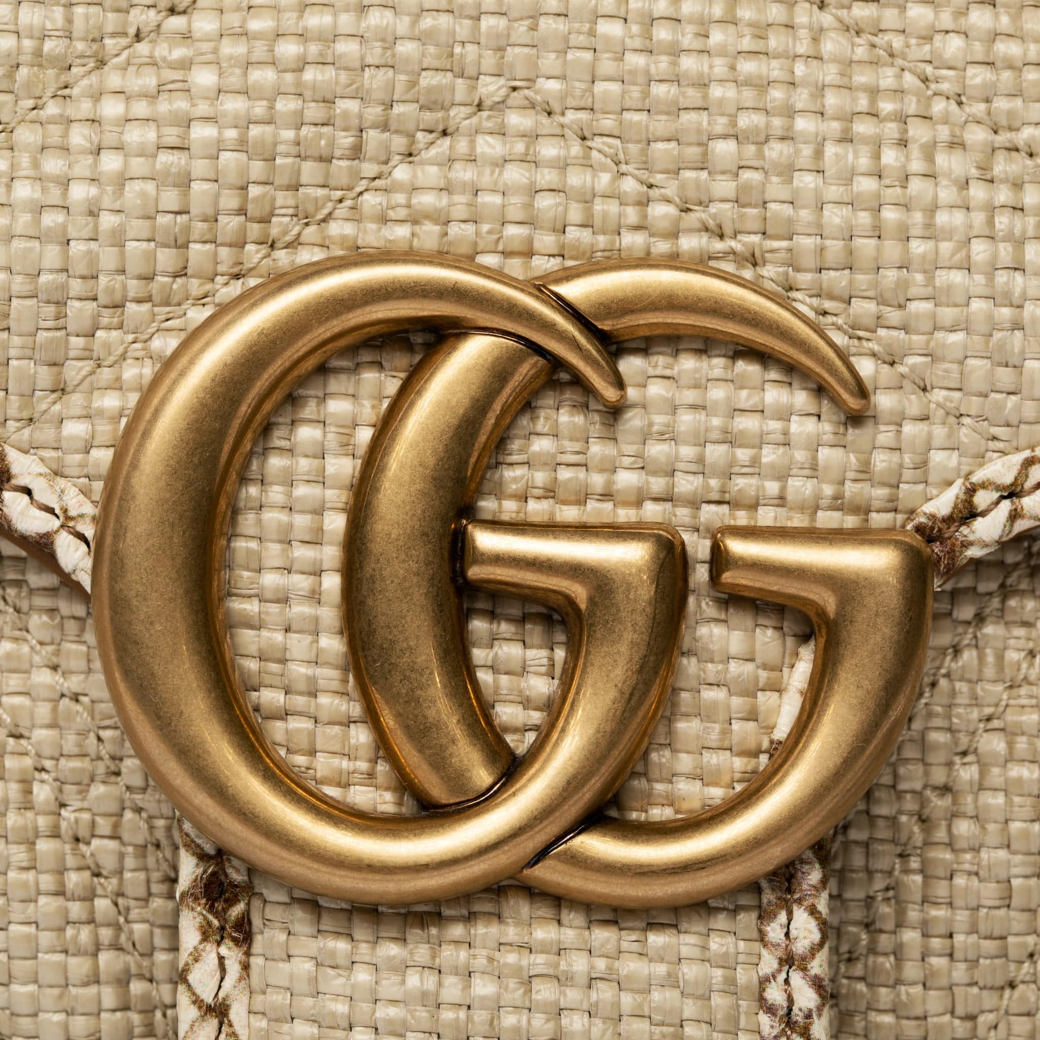 GUCCI MARMONT SHOULDER BAG NATURAL RAFFIA & PYTHON - On Repeat