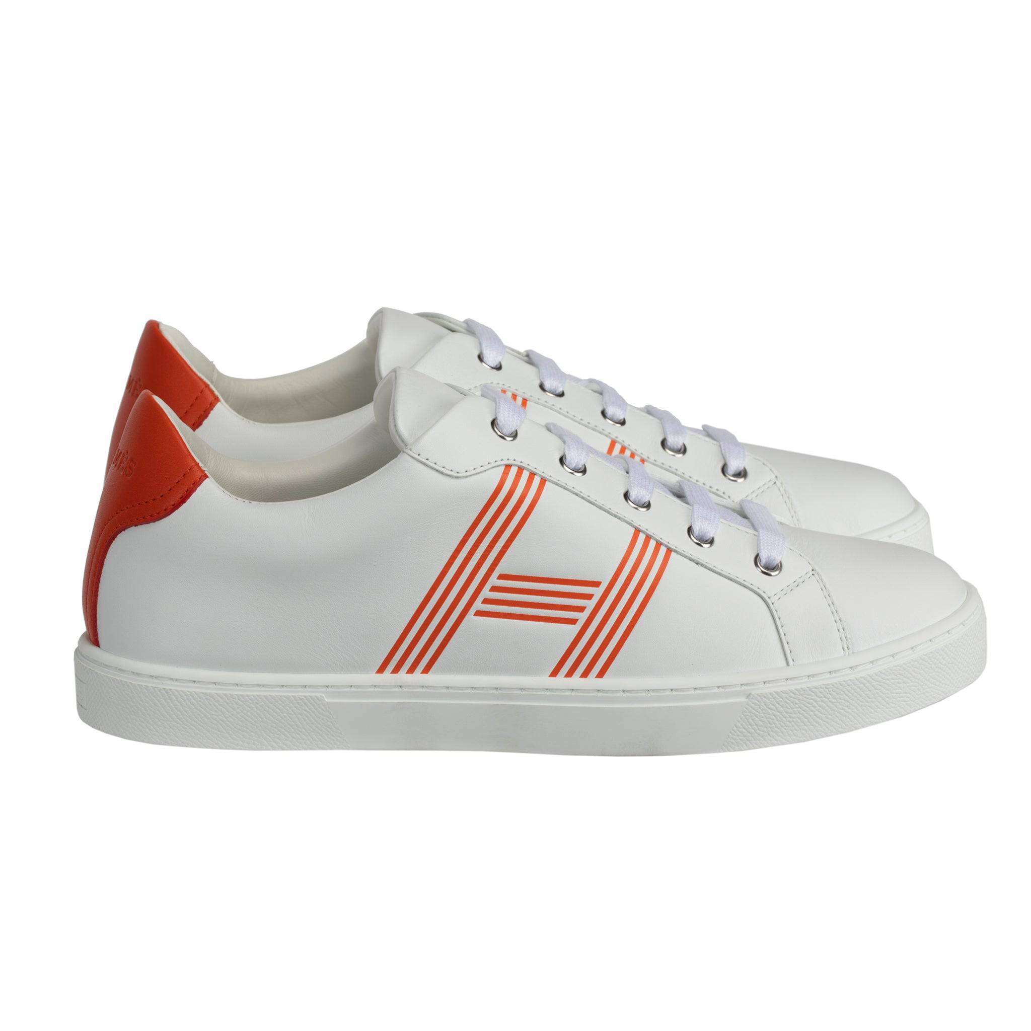 HERMES AVANTAGE SNEAKER WHITE & ORANGE 41.5 FR - On Repeat