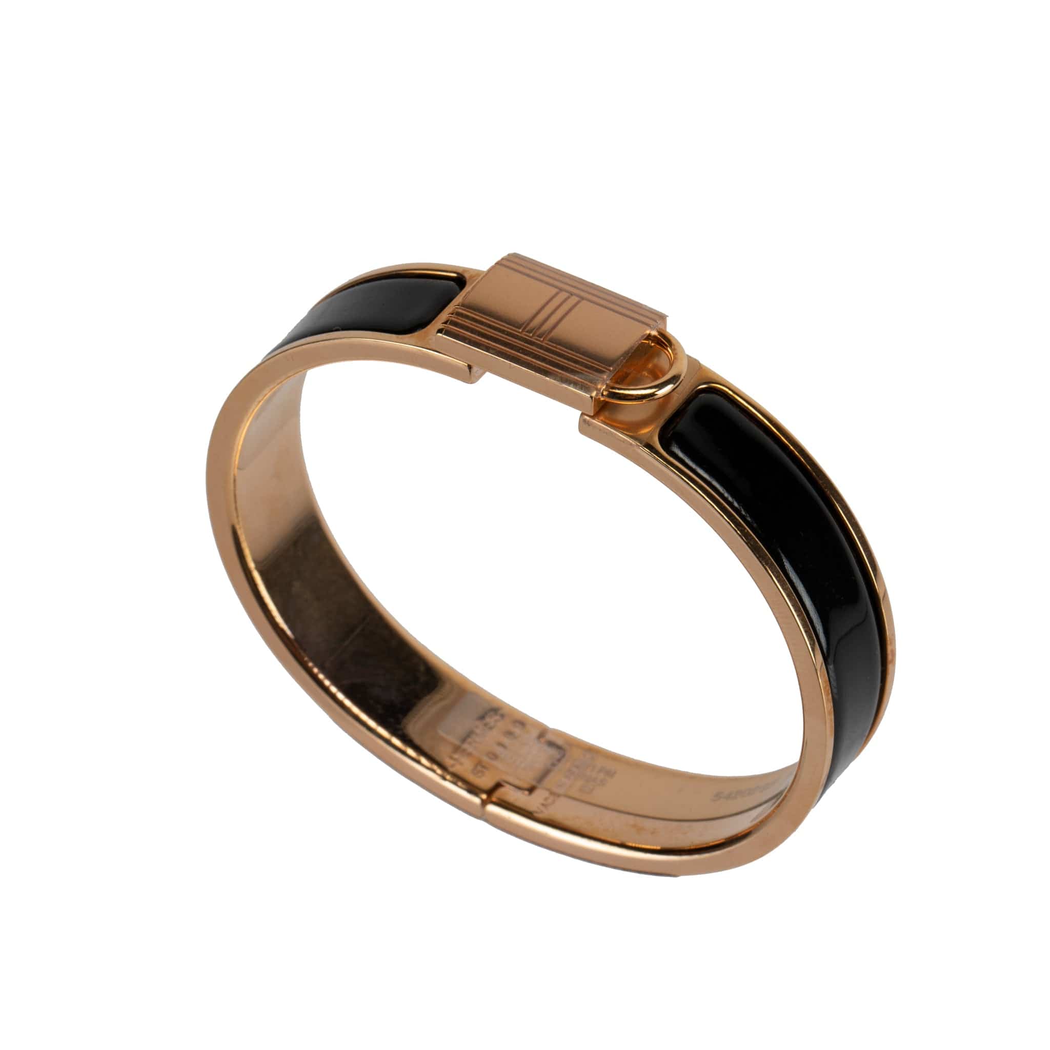 HERMES BLACK CLIC CADENAS BRACELET BLACK & ROSE GOLD - On Repeat