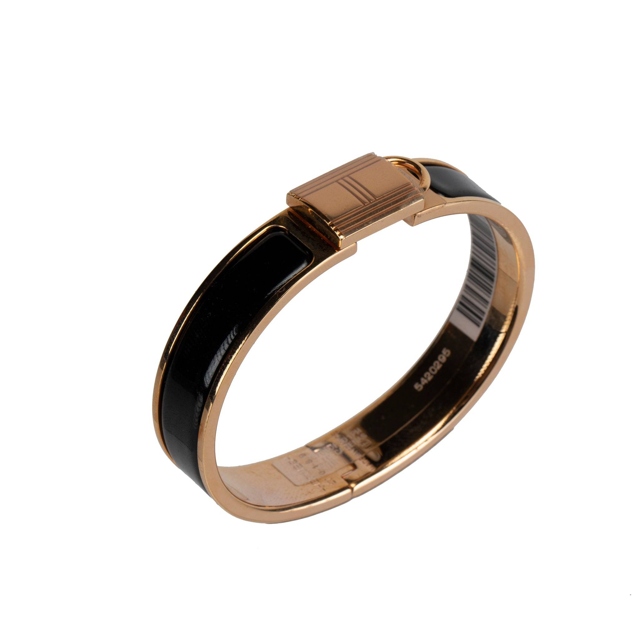 HERMES BLACK CLIC CADENAS BRACELET BLACK & ROSE GOLD - On Repeat