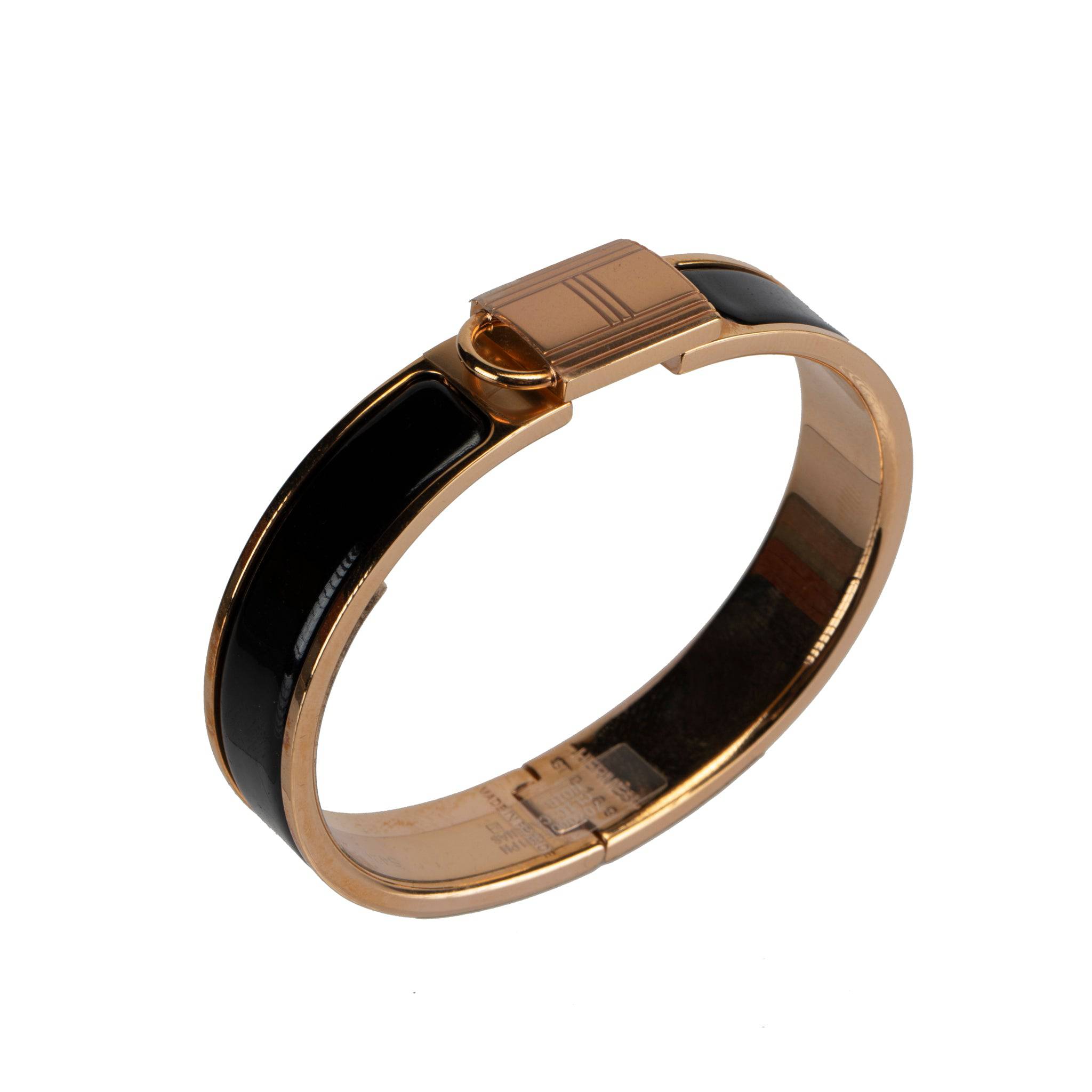 HERMES BLACK CLIC CADENAS BRACELET BLACK & ROSE GOLD - On Repeat