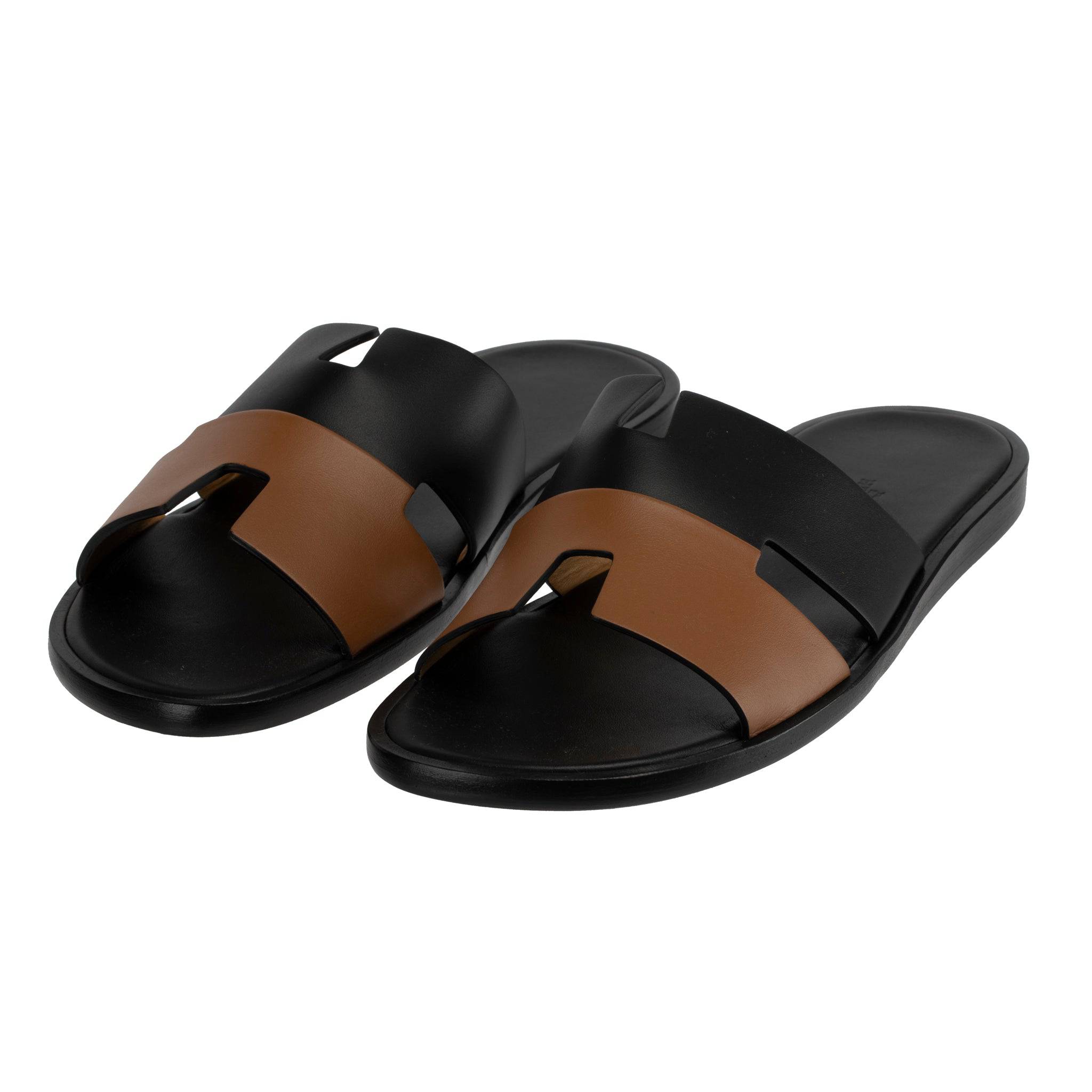 HERMES IZMIR TWO TONE BLACK AND GOLD SMOOTH LEATHER 41 FR - On Repeat