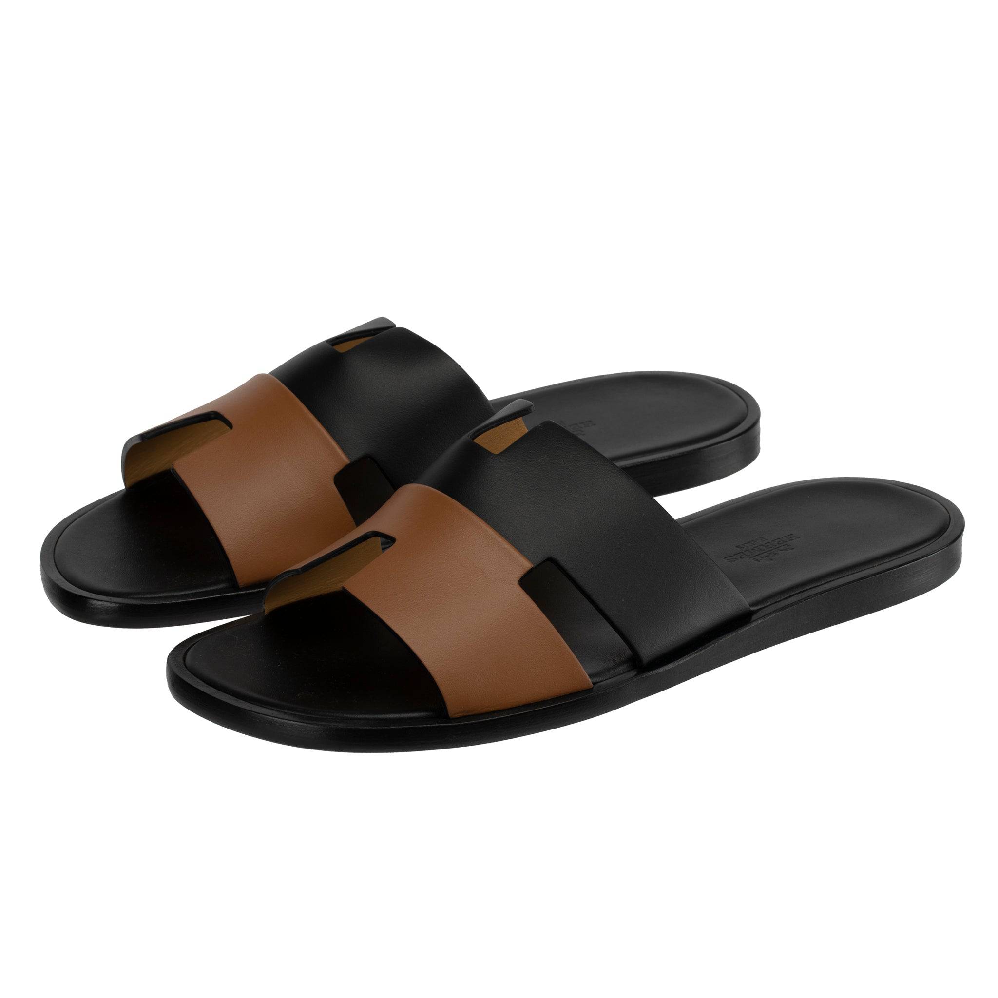 HERMES IZMIR TWO TONE BLACK AND GOLD SMOOTH LEATHER 41 FR - On Repeat