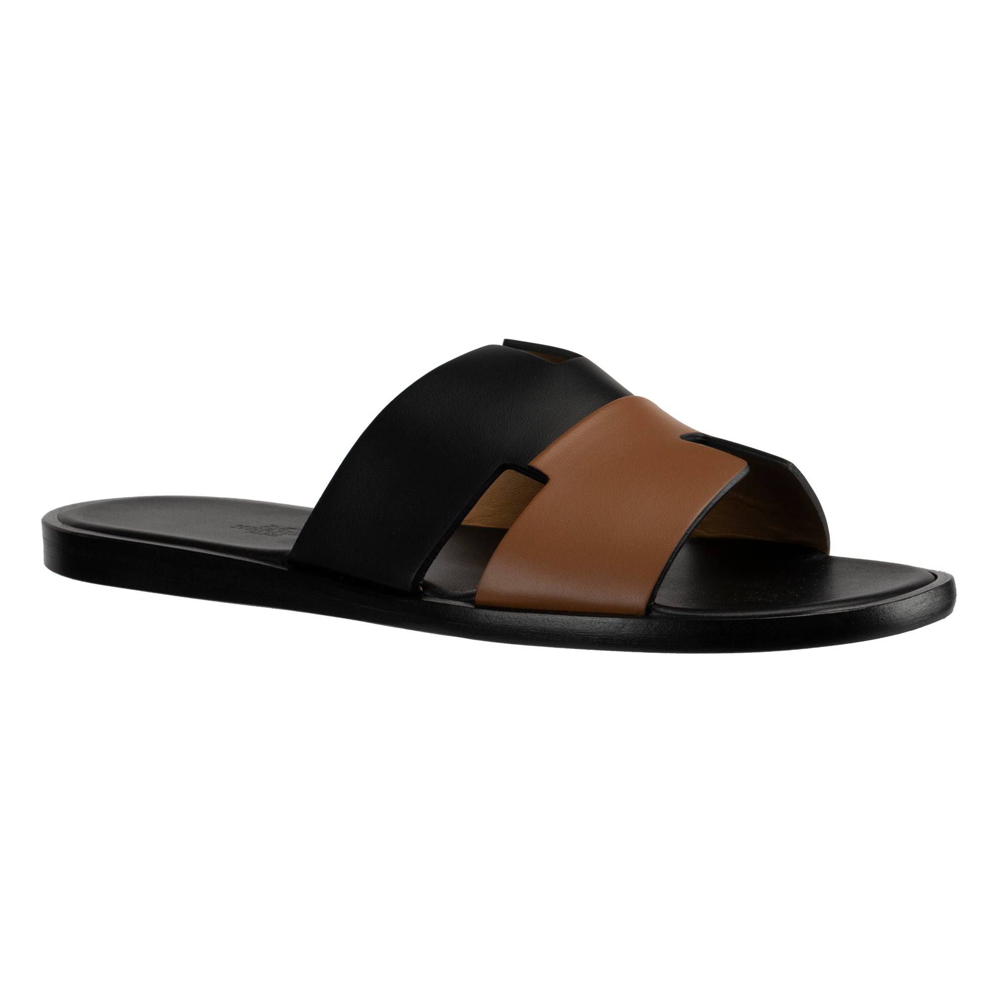 HERMES IZMIR TWO TONE BLACK AND GOLD SMOOTH LEATHER 41 FR - On Repeat