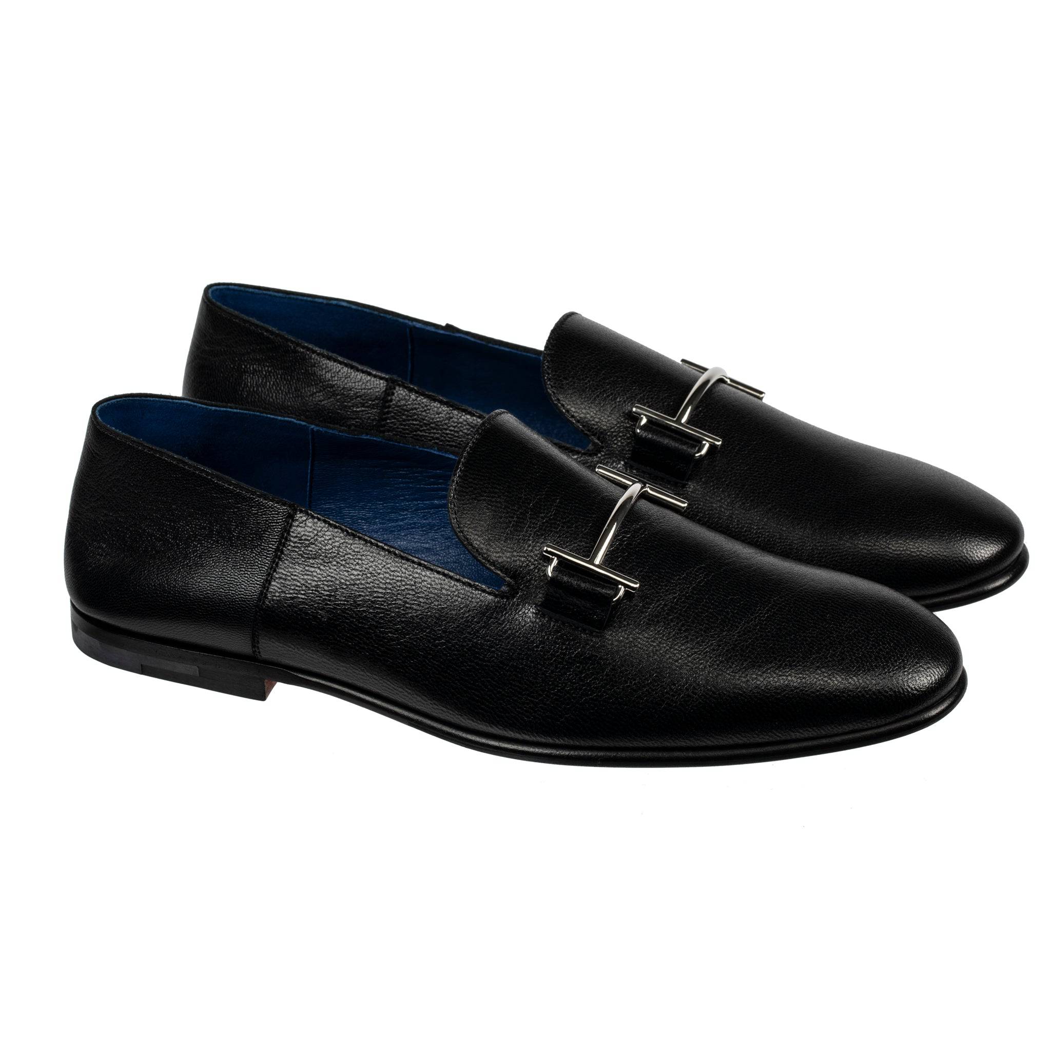 HERMES SAGA LOAFER BLACK & BLUE ELECTRIC PALLADIUM HARDWARE 40 FR - On Repeat
