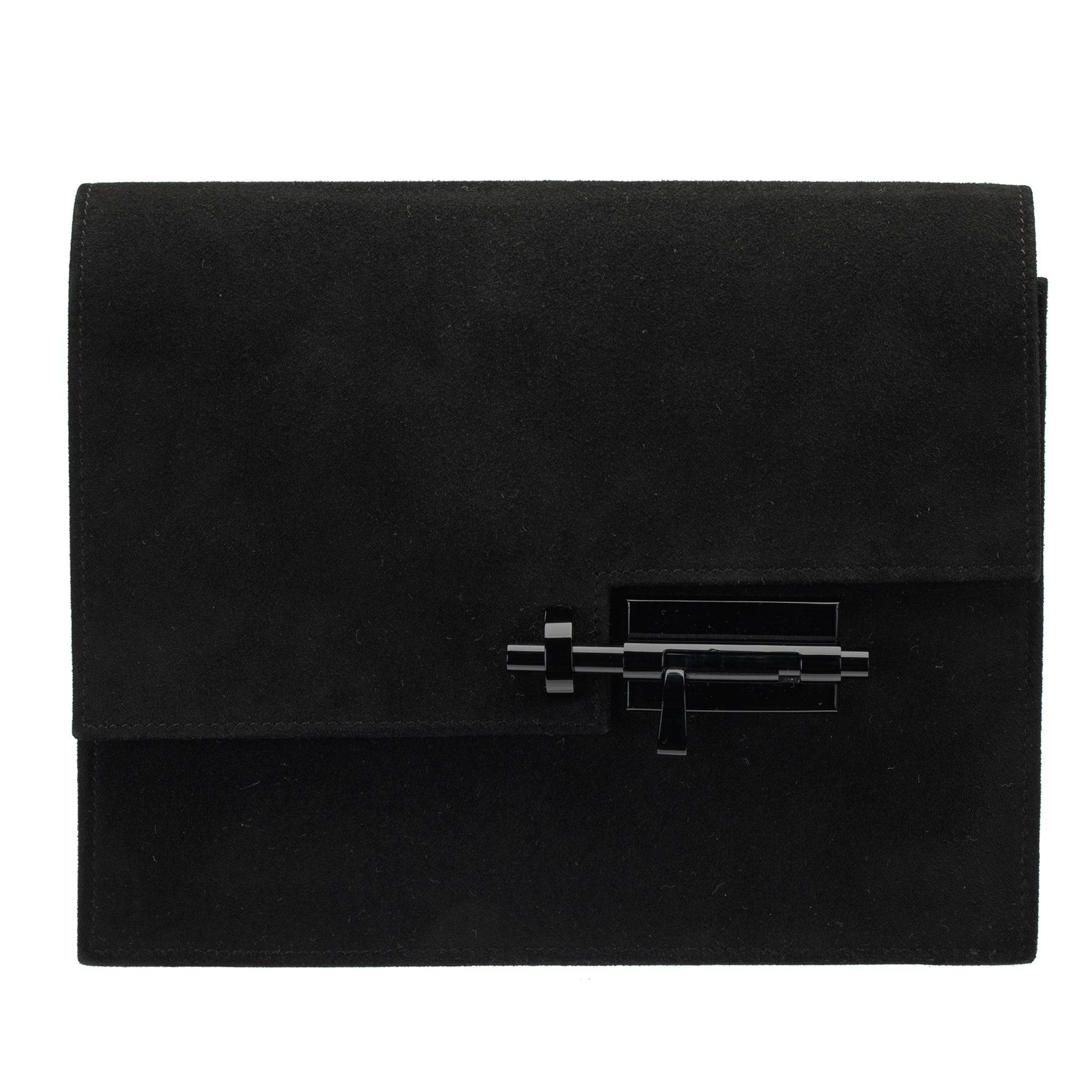 HERMES VINTAGE KELLY SO BLACK SUEDE VERROU - On Repeat