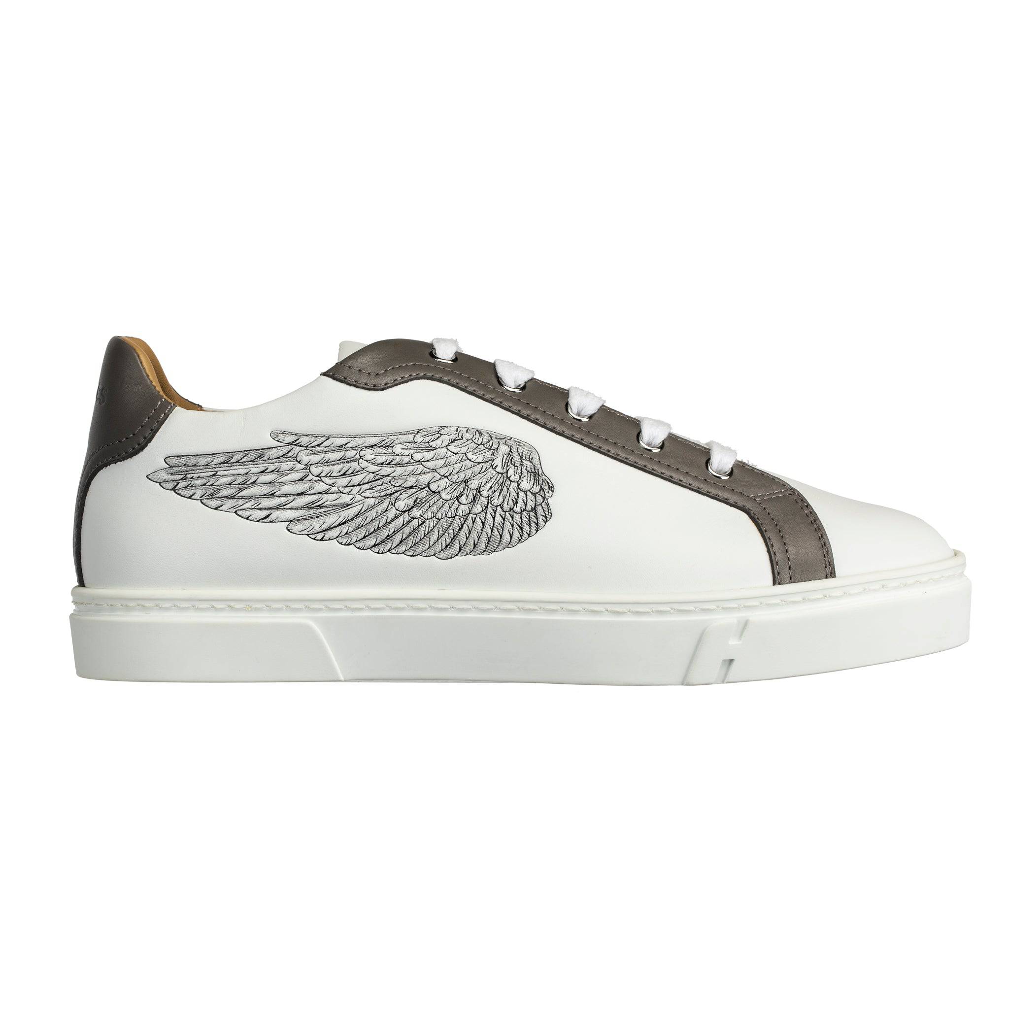 HERMES VELVET SNEAKER WITH WING MOTIF WHITE & GREY 41 FR - On Repeat