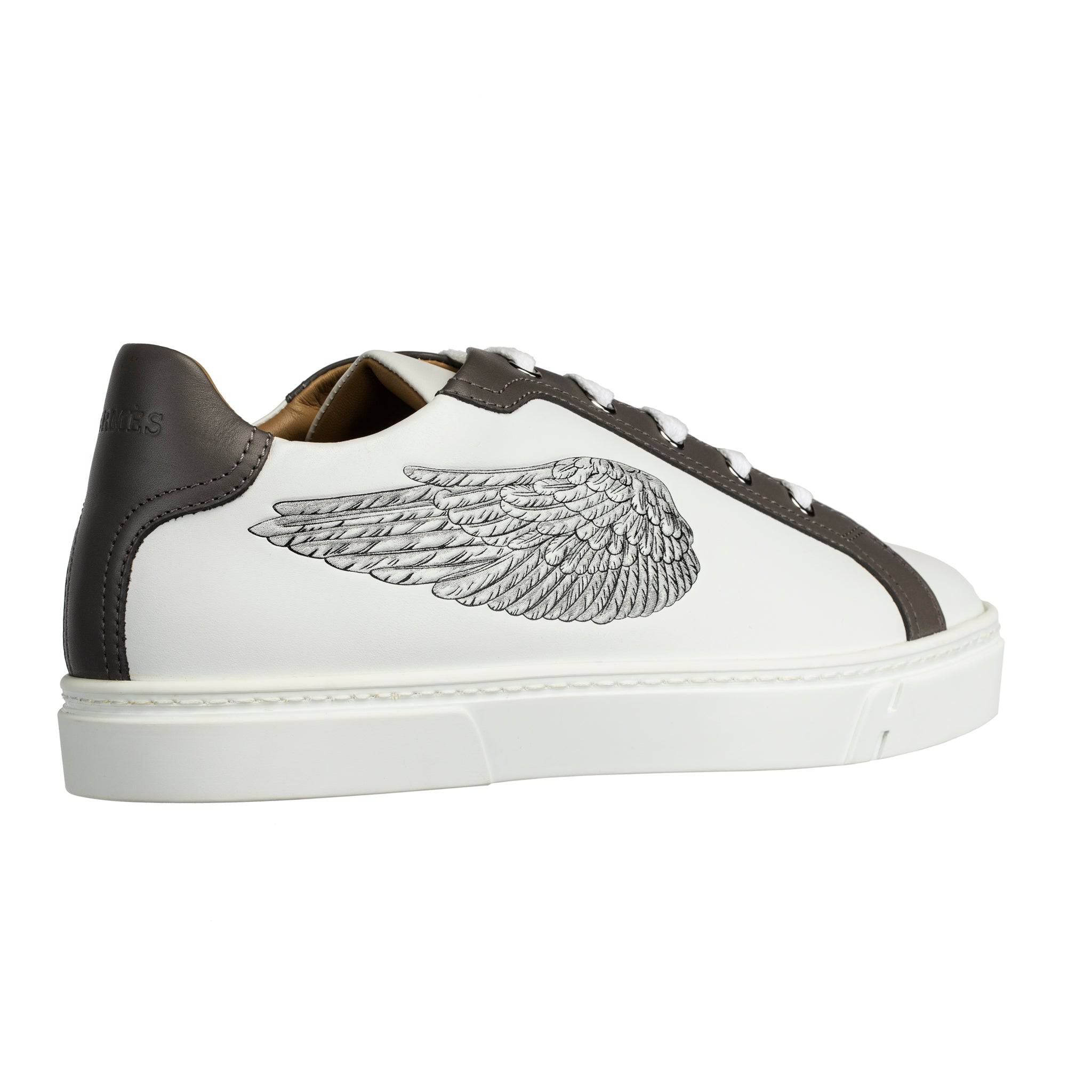 HERMES VELVET SNEAKER WITH WING MOTIF WHITE & GREY 41 FR - On Repeat
