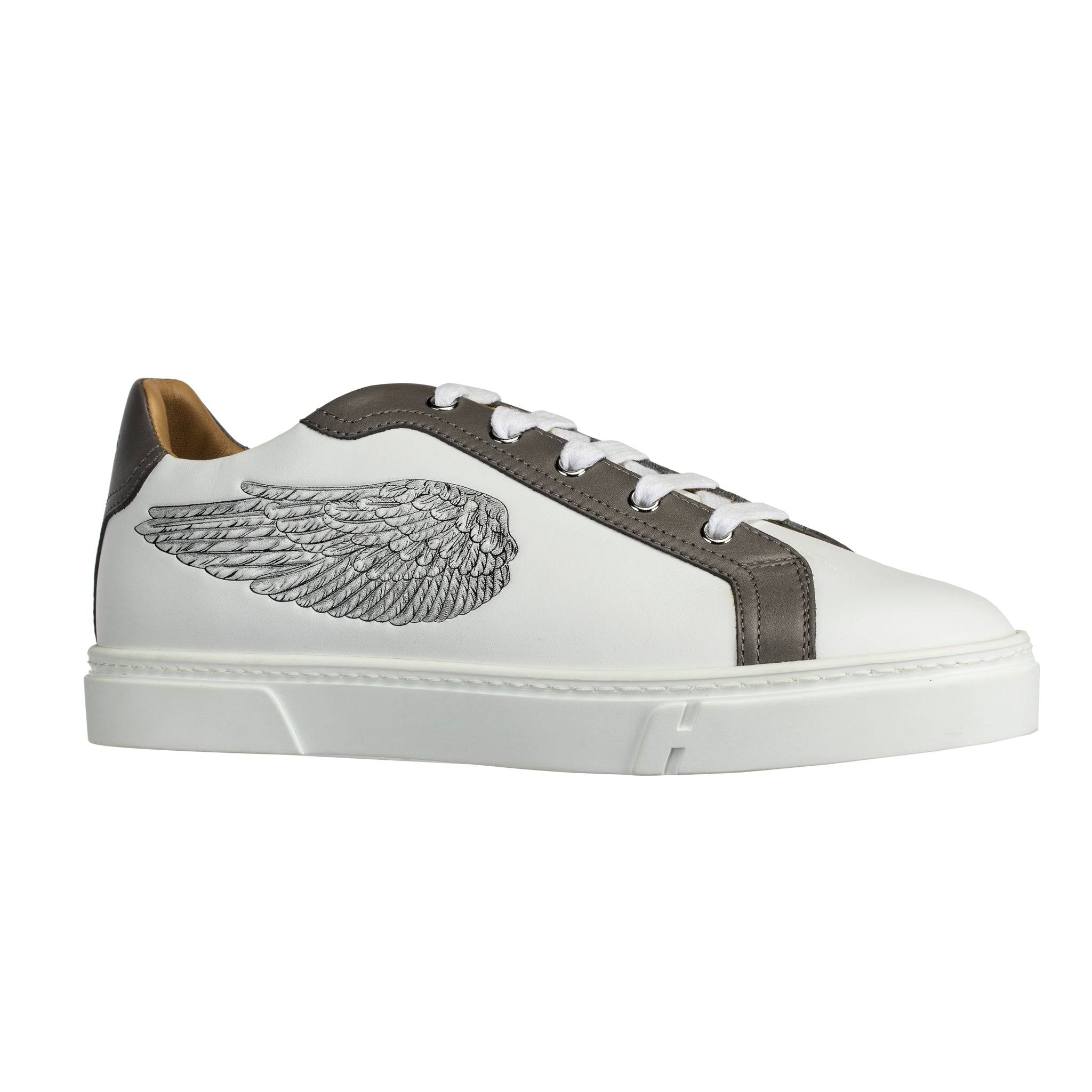 HERMES VELVET SNEAKER WITH WING MOTIF WHITE & GREY 41 FR - On Repeat