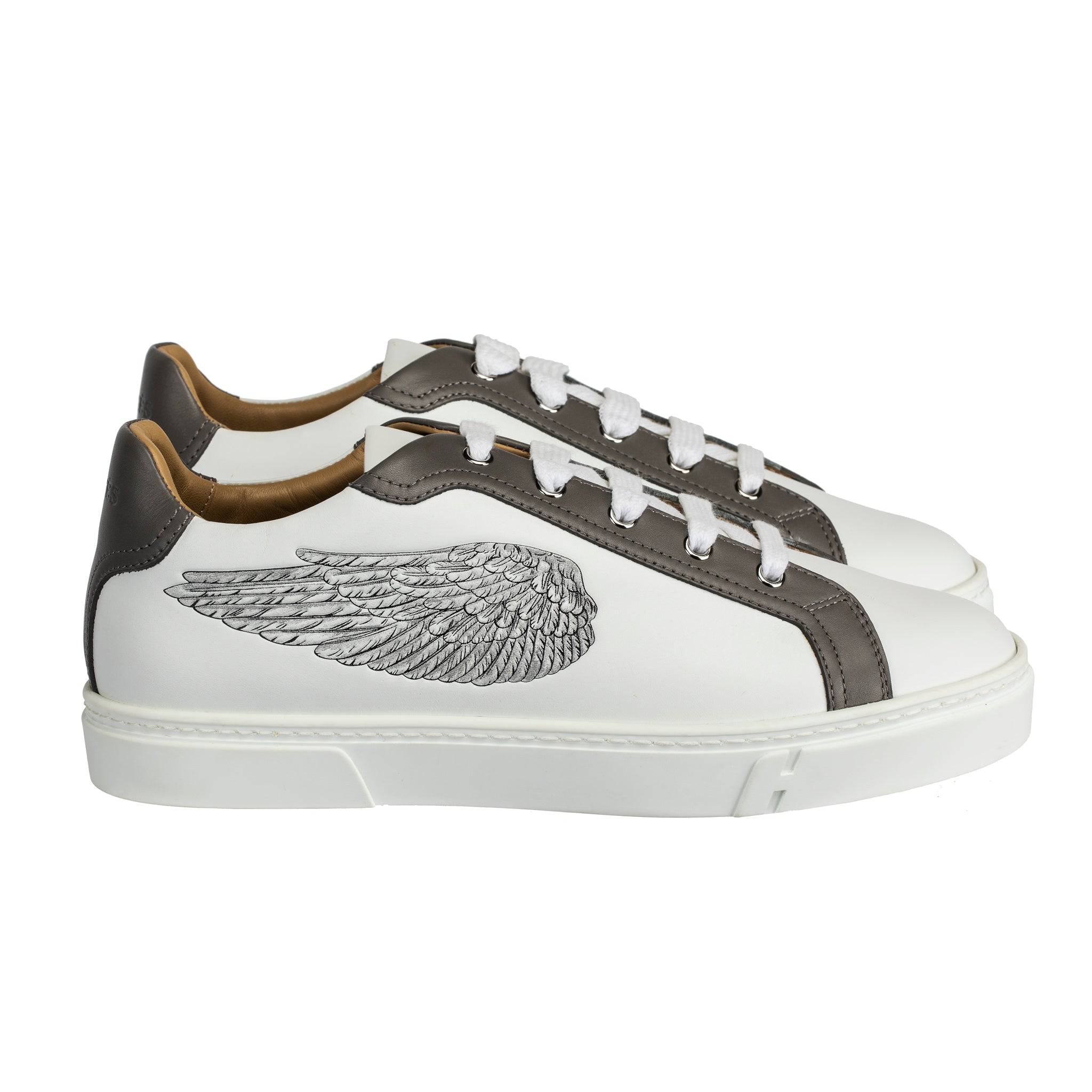 HERMES VELVET SNEAKER WITH WING MOTIF WHITE & GREY 41 FR - On Repeat
