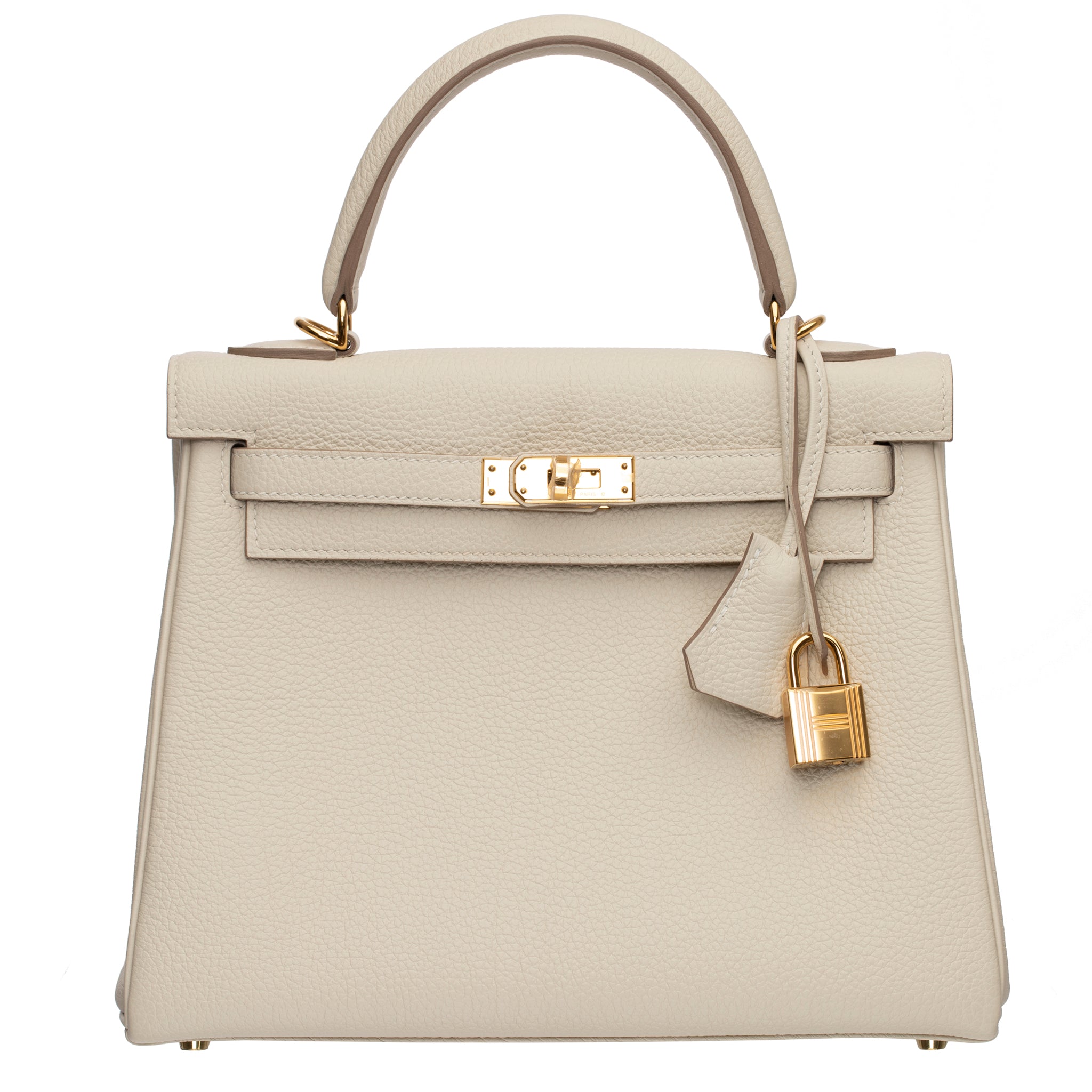 HERMES KELLY 25CM CRAIE TOGO LEATHER GOLD HARDWARE - On Repeat
