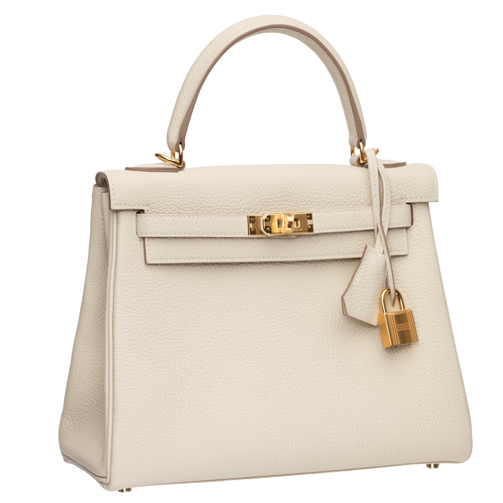 HERMES KELLY 25CM CRAIE TOGO LEATHER GOLD HARDWARE - On Repeat