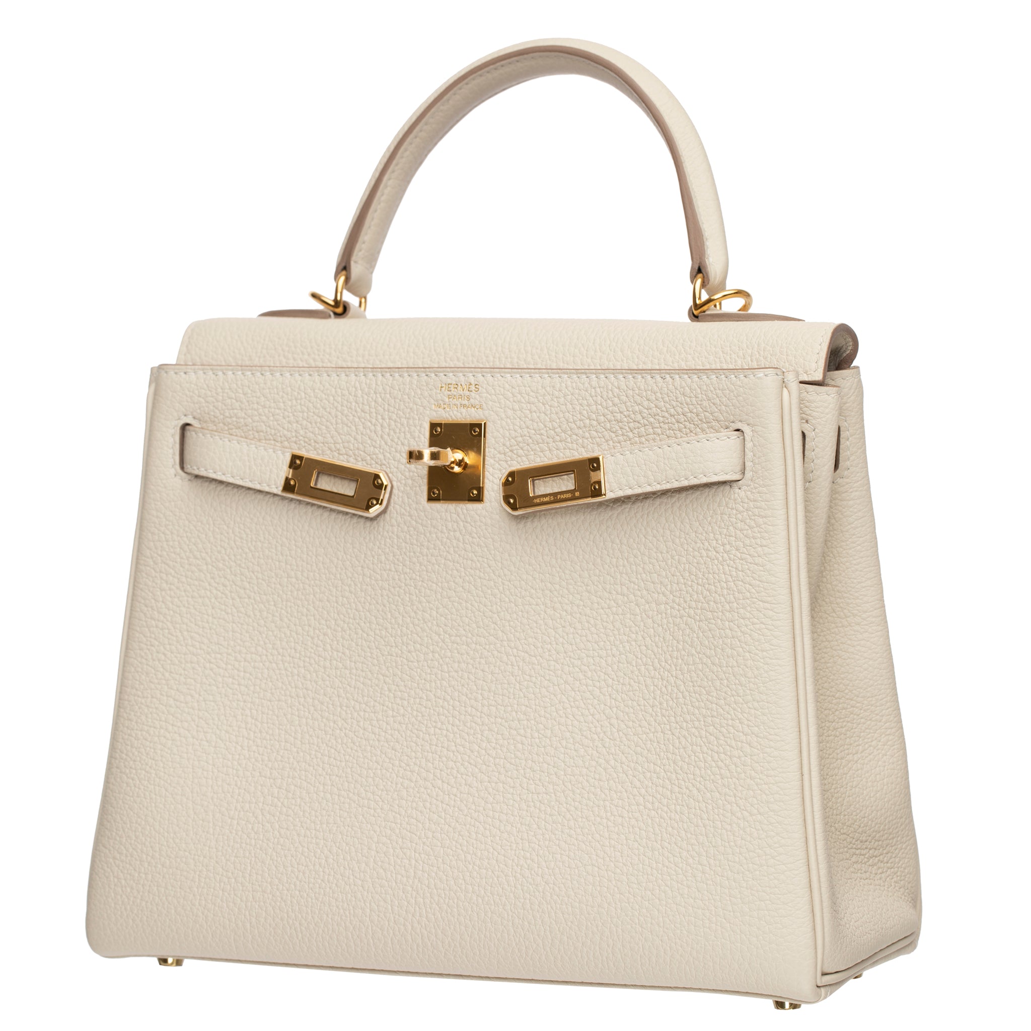HERMES KELLY 25CM CRAIE TOGO LEATHER GOLD HARDWARE - On Repeat