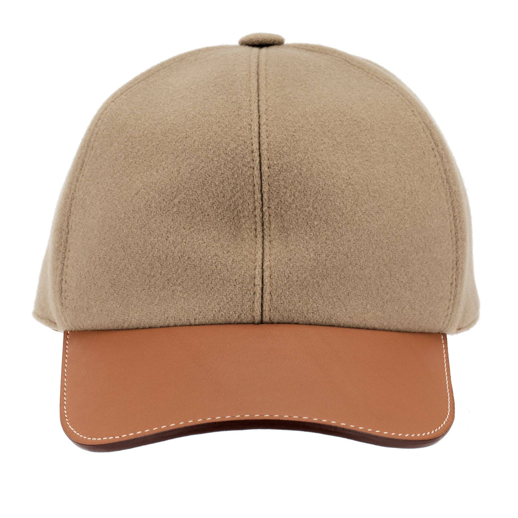 HERMES RILEY CAP KRAFT FELT & GOLD SWIFT LEATHER SIZE 59 - On Repeat