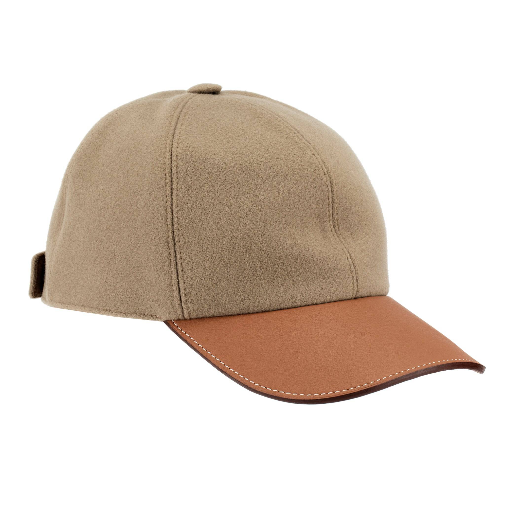 HERMES RILEY CAP KRAFT FELT & GOLD SWIFT LEATHER SIZE 59 - On Repeat