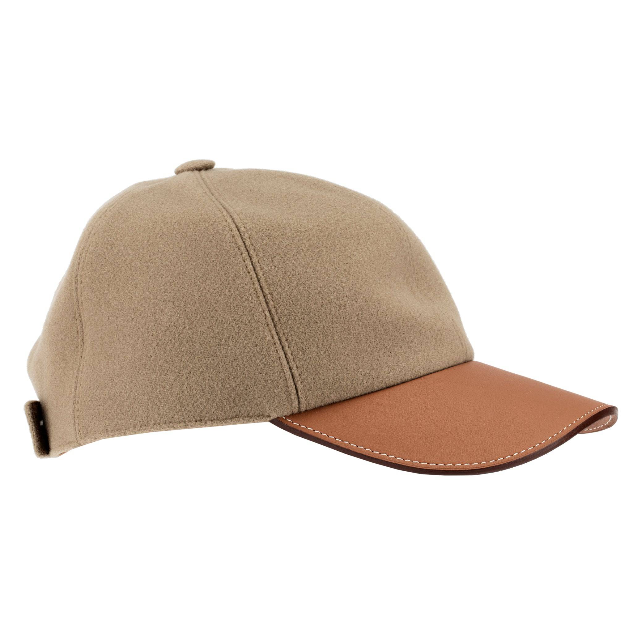 HERMES RILEY CAP KRAFT FELT & GOLD SWIFT LEATHER SIZE 59 - On Repeat