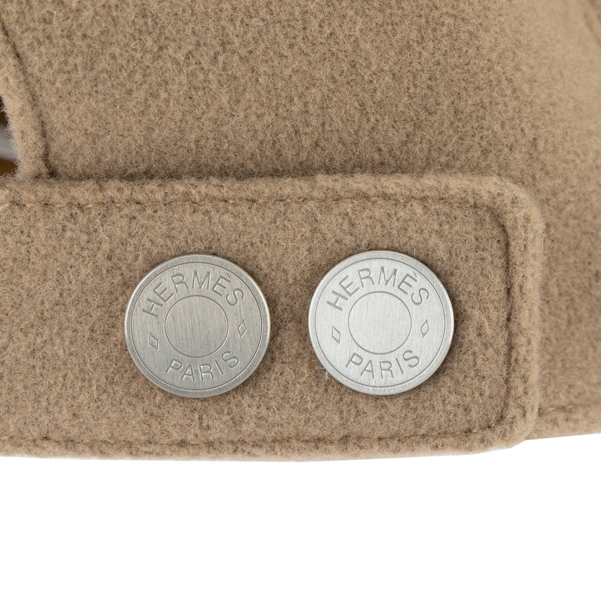 HERMES RILEY CAP KRAFT FELT & GOLD SWIFT LEATHER SIZE 59 - On Repeat